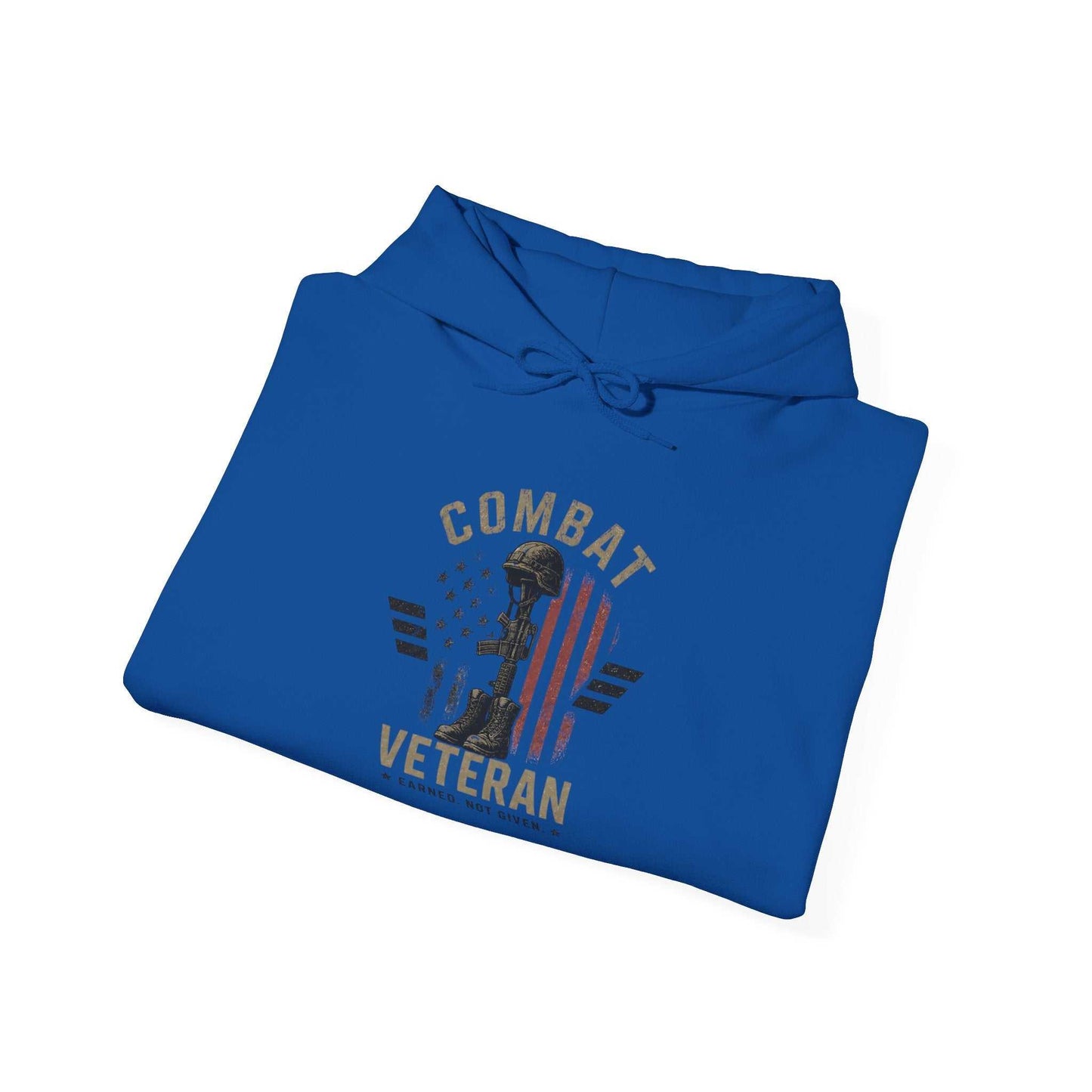 Combat Veteran Hoodie — Patriotic Military Veteran Sweatshirt with 'Combat Veteran' Sleeve Graphics