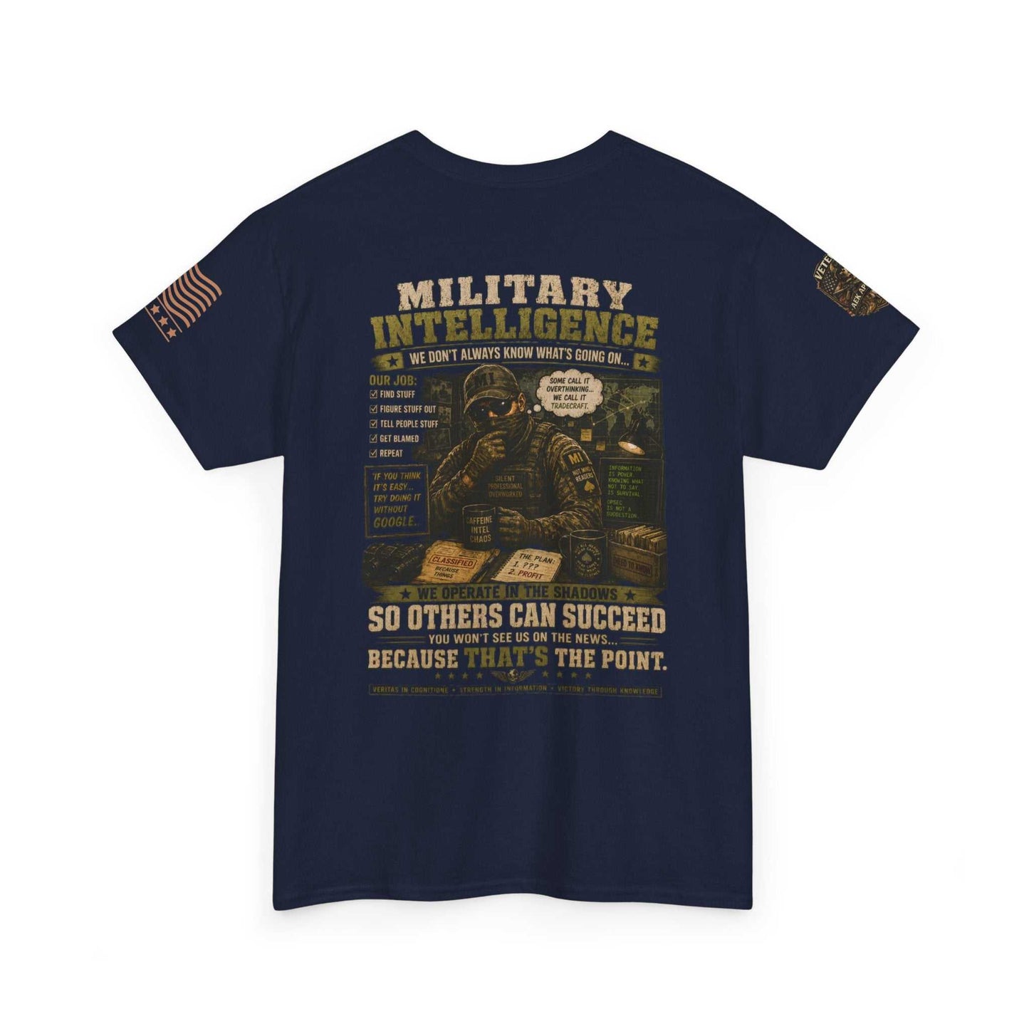 Military Intelligence Graphic Tee — Retro Soldier Design