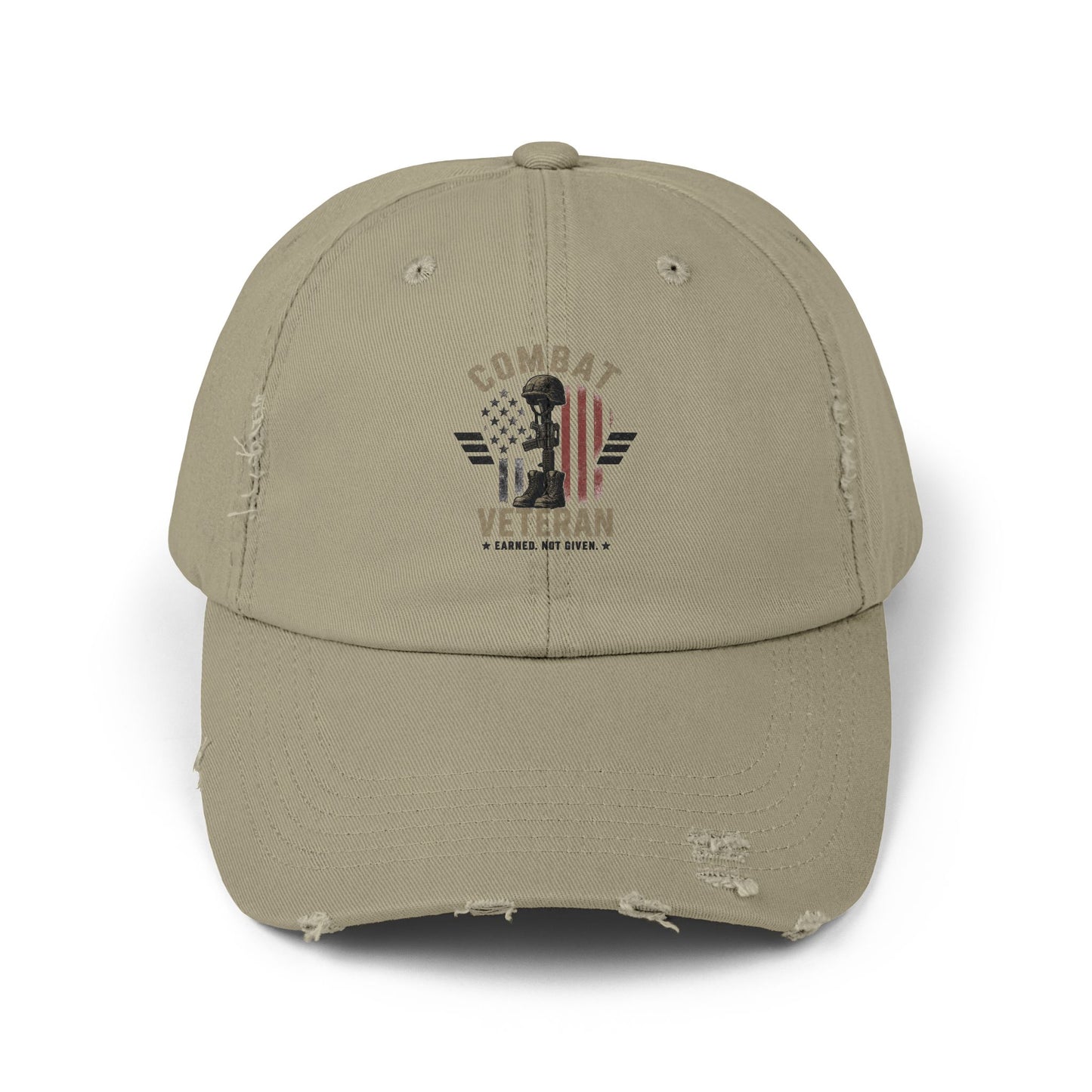 Combat Veteran Distressed Cap – American Flag Patriotic Hat