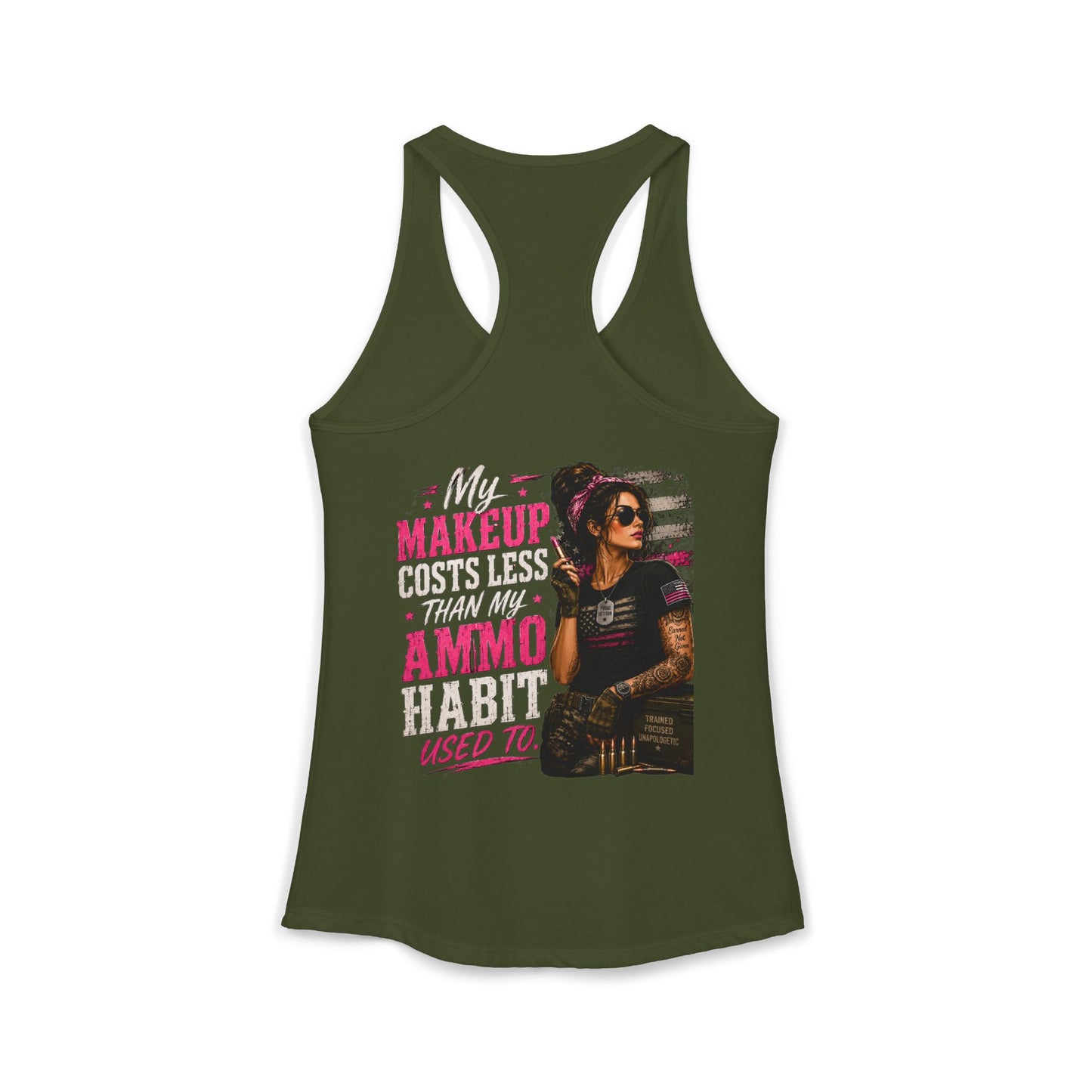 Women's Ideal Racerback Tank - 'My Makeup Cost Less than My Ammo'