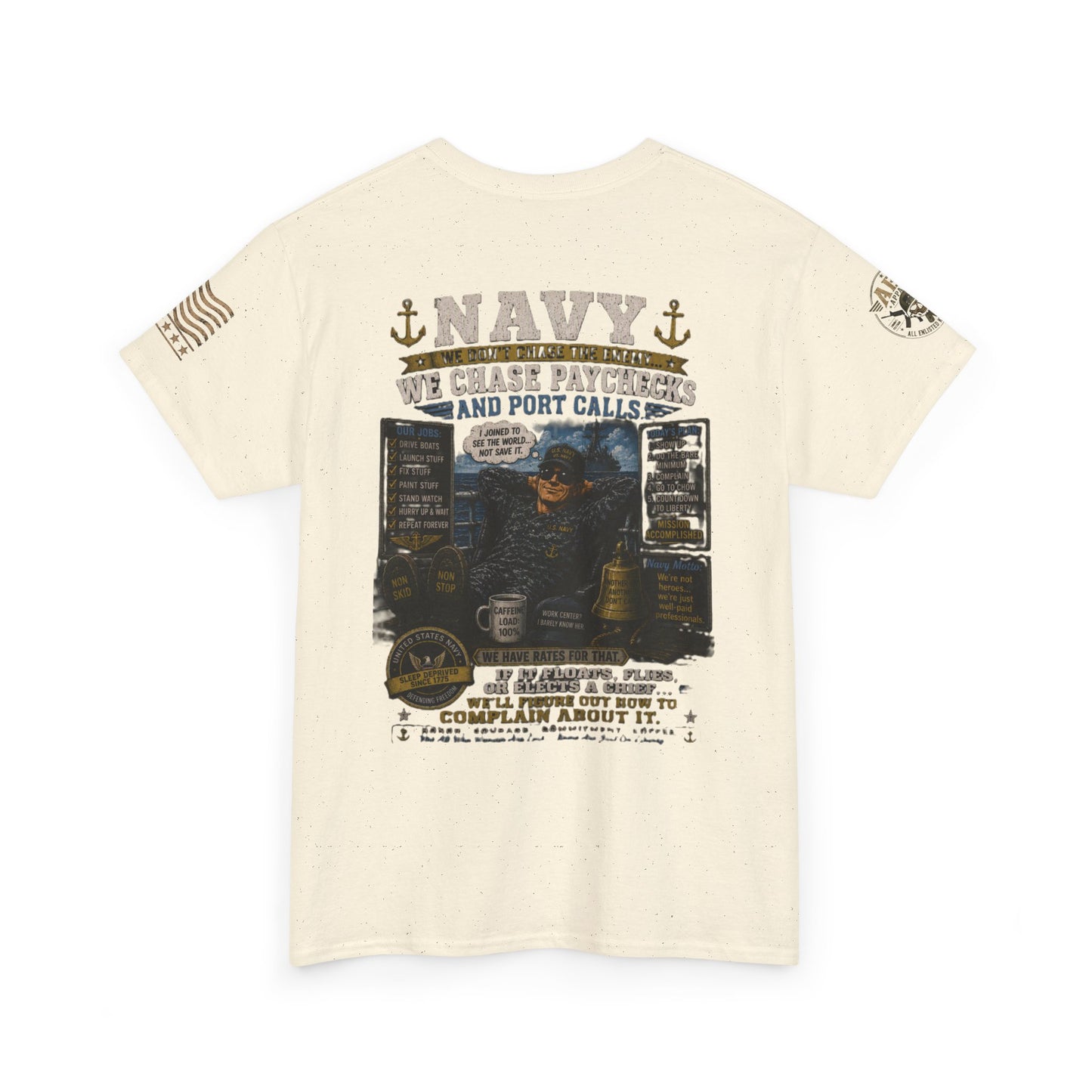 Navy Veteran Graphic Tee – 'Navy: Sea, Ports & Pride' Cotton T-Shirt