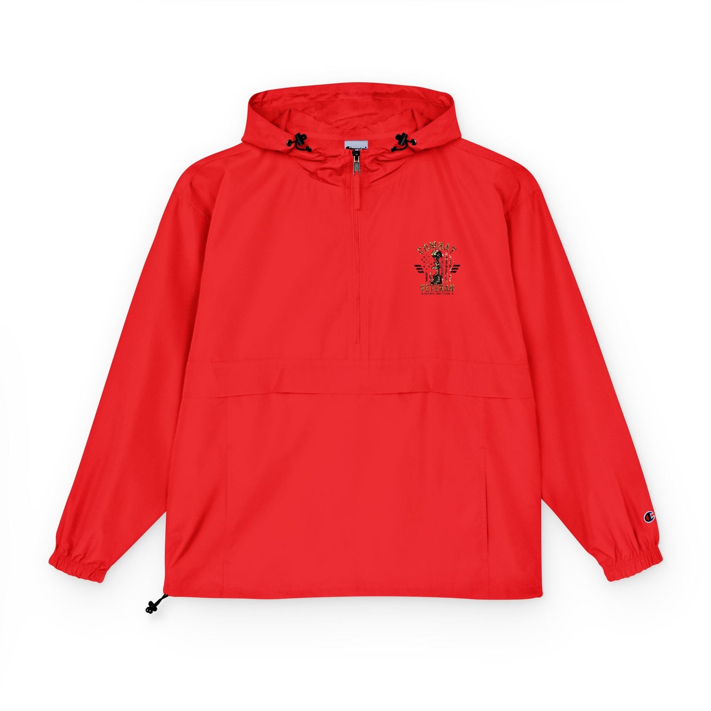 Embroidered "COMBAT VETERAN" Packable Anorak Jacket