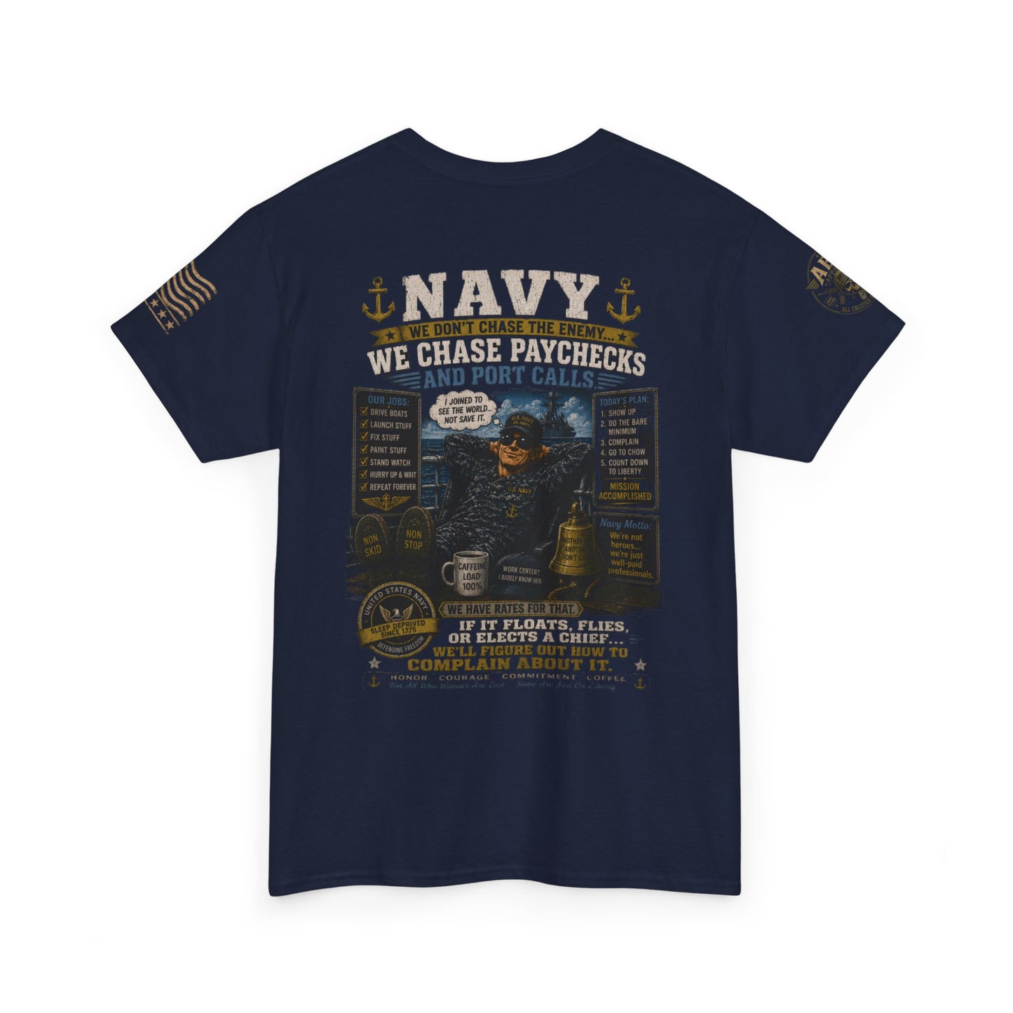 Navy Veteran Graphic Tee – 'Navy: Sea, Ports & Pride' Cotton T-Shirt