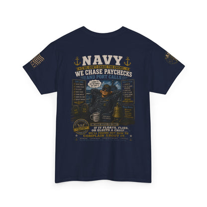Navy Veteran Graphic Tee – 'Navy: Sea, Ports & Pride' Cotton T-Shirt