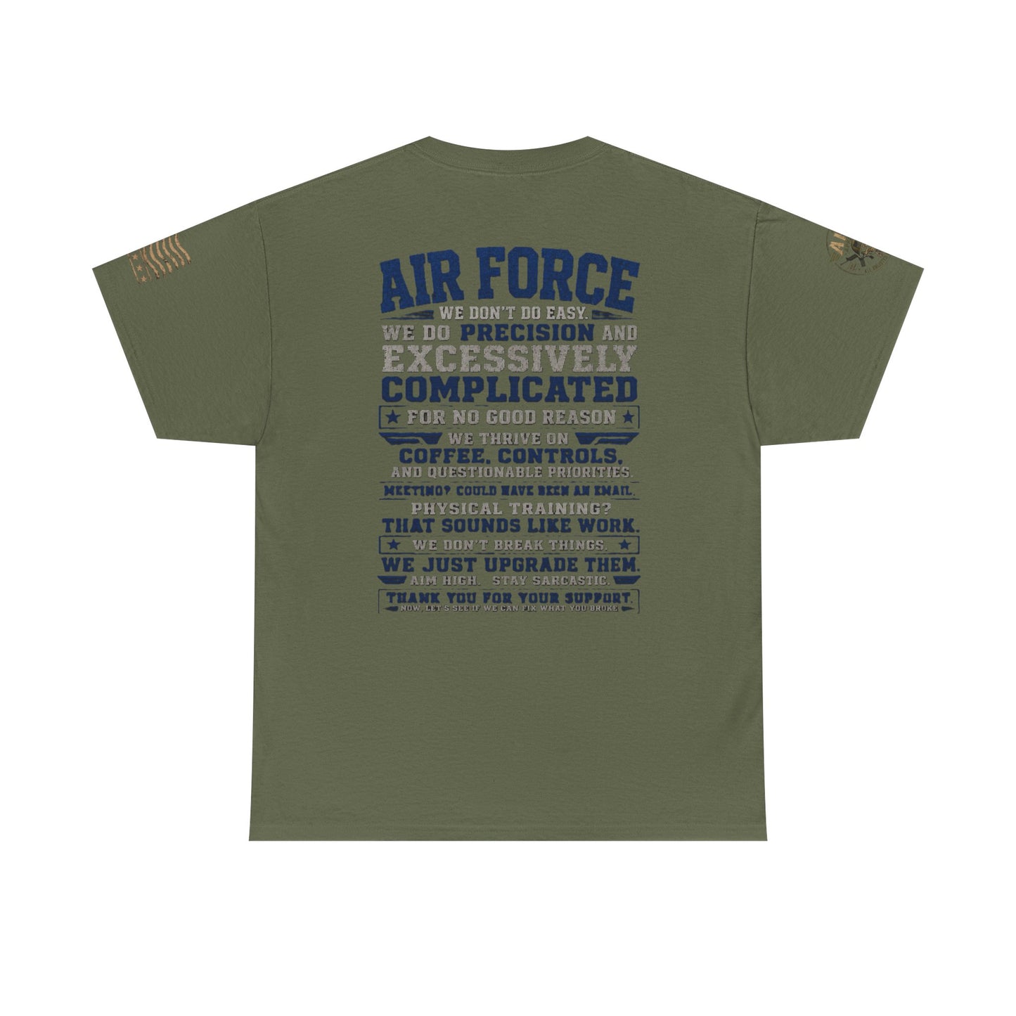 Air Force Crewneck T‑Shirt — "Air Force: Precision & Coffee" Military Graphic Tee