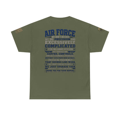 Air Force Crewneck T‑Shirt — "Air Force: Precision & Coffee" Military Graphic Tee