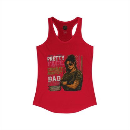 Women's Racerback Tank - "Pretty Face, Combat Mindset"