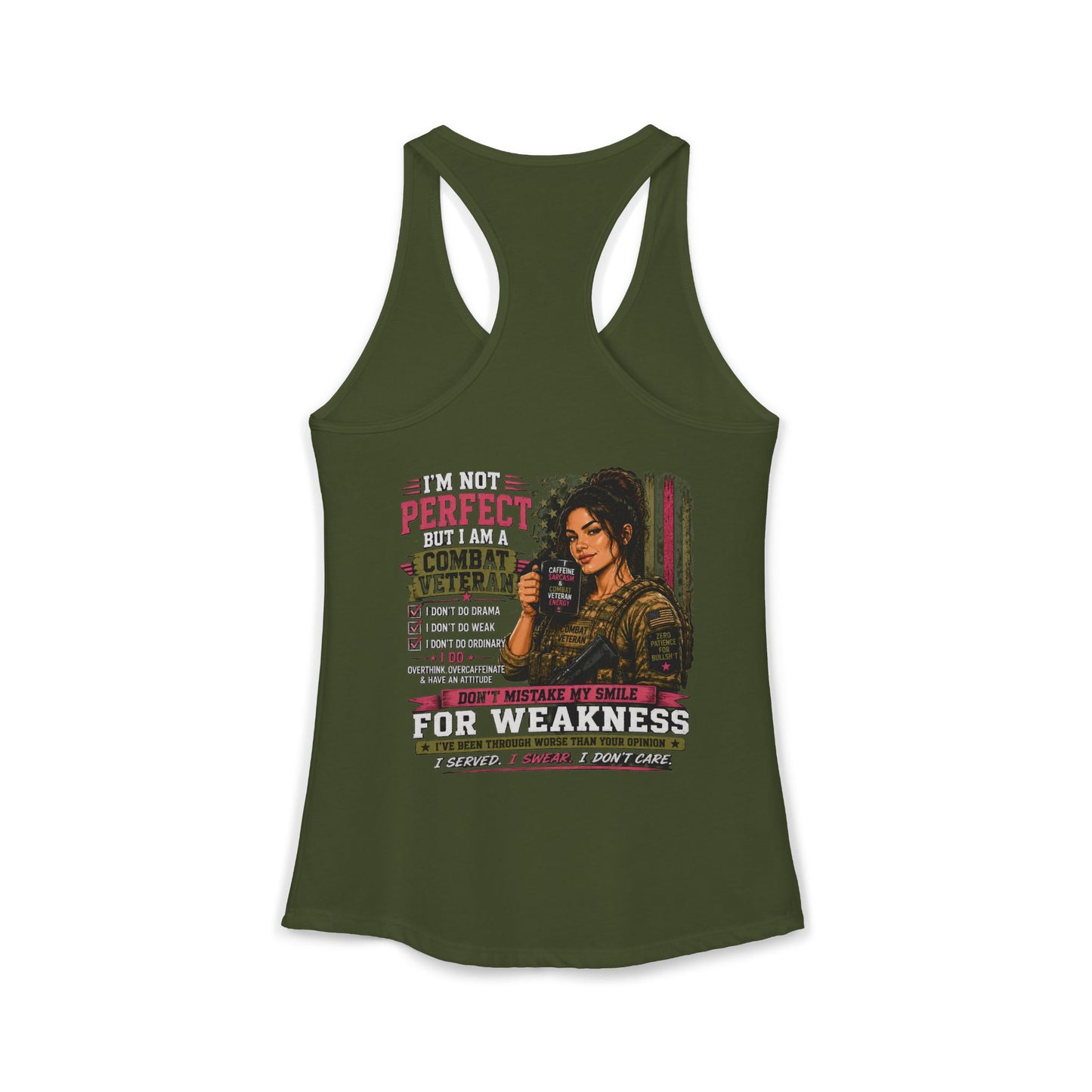 Women's Ideal Racerback Tank - 'I Am Not Perfect, I Am A Combat Veteran'