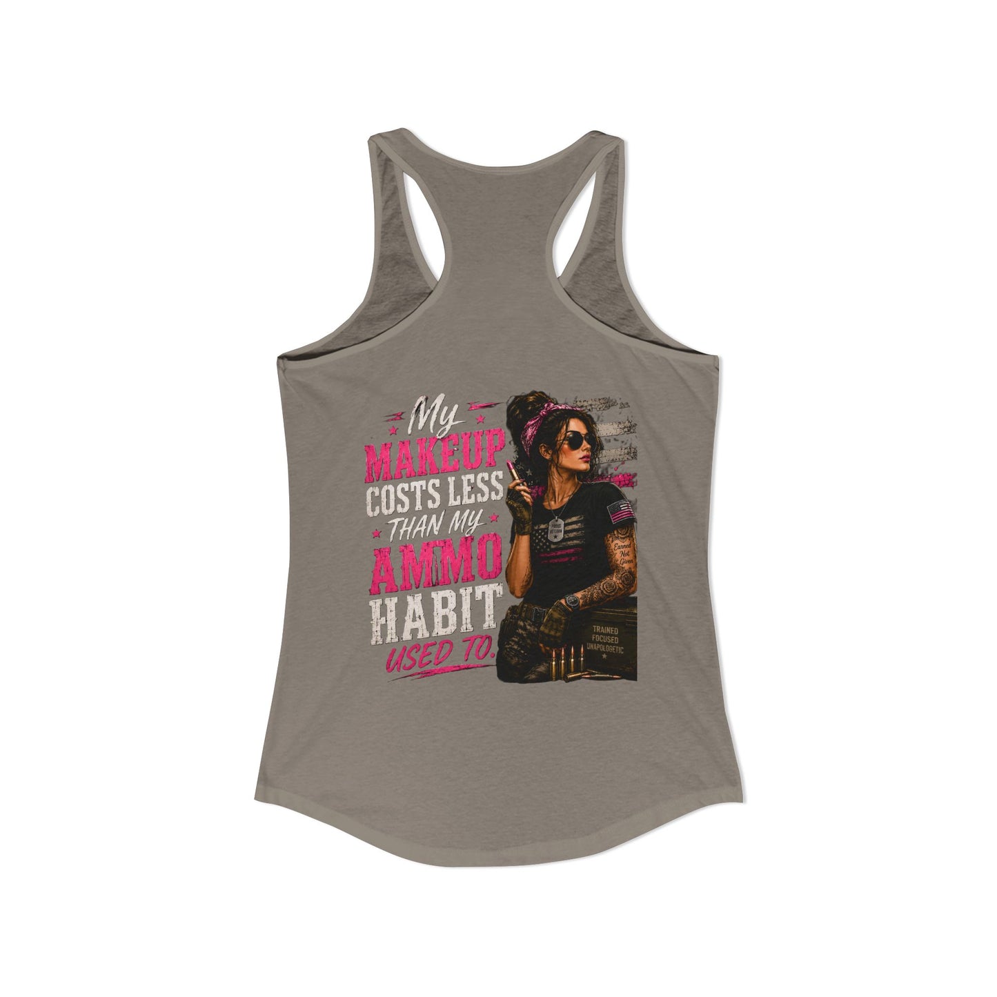 Women's Ideal Racerback Tank - 'My Makeup Cost Less than My Ammo'