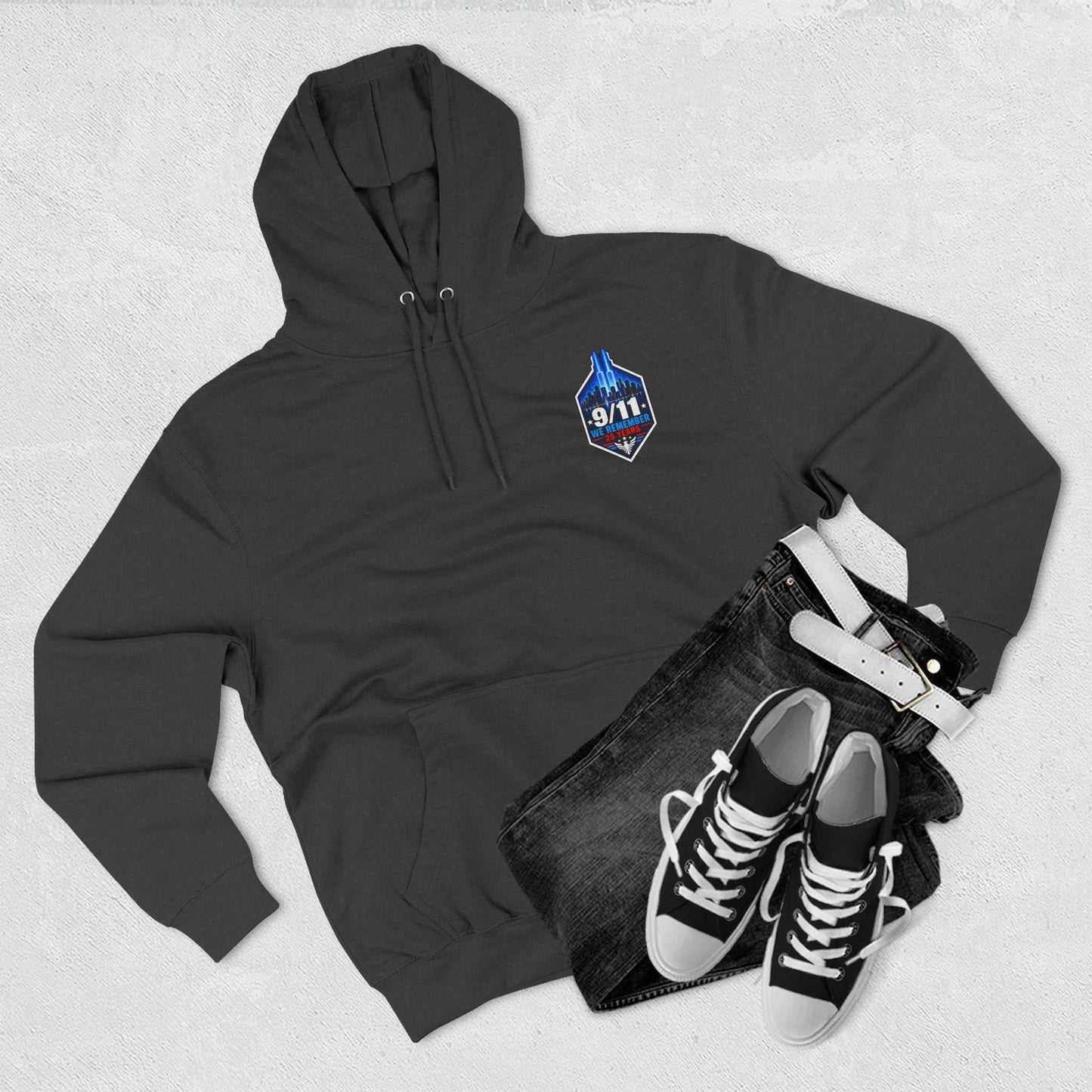 9/11 Remembrance Hoodie – We Remember 25 Years Tribute Fleece Hoodie