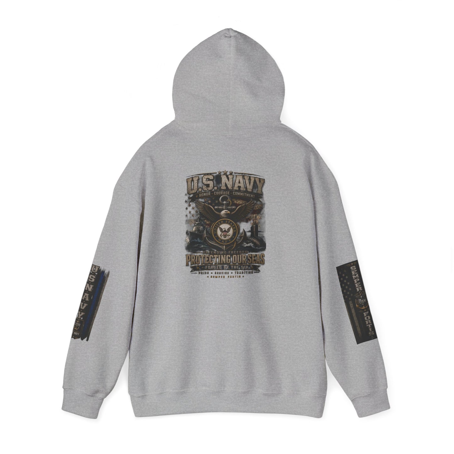 U.S. Navy Hoodie - Protecting Our Seas Sweatshirt (AEK Skull Design)