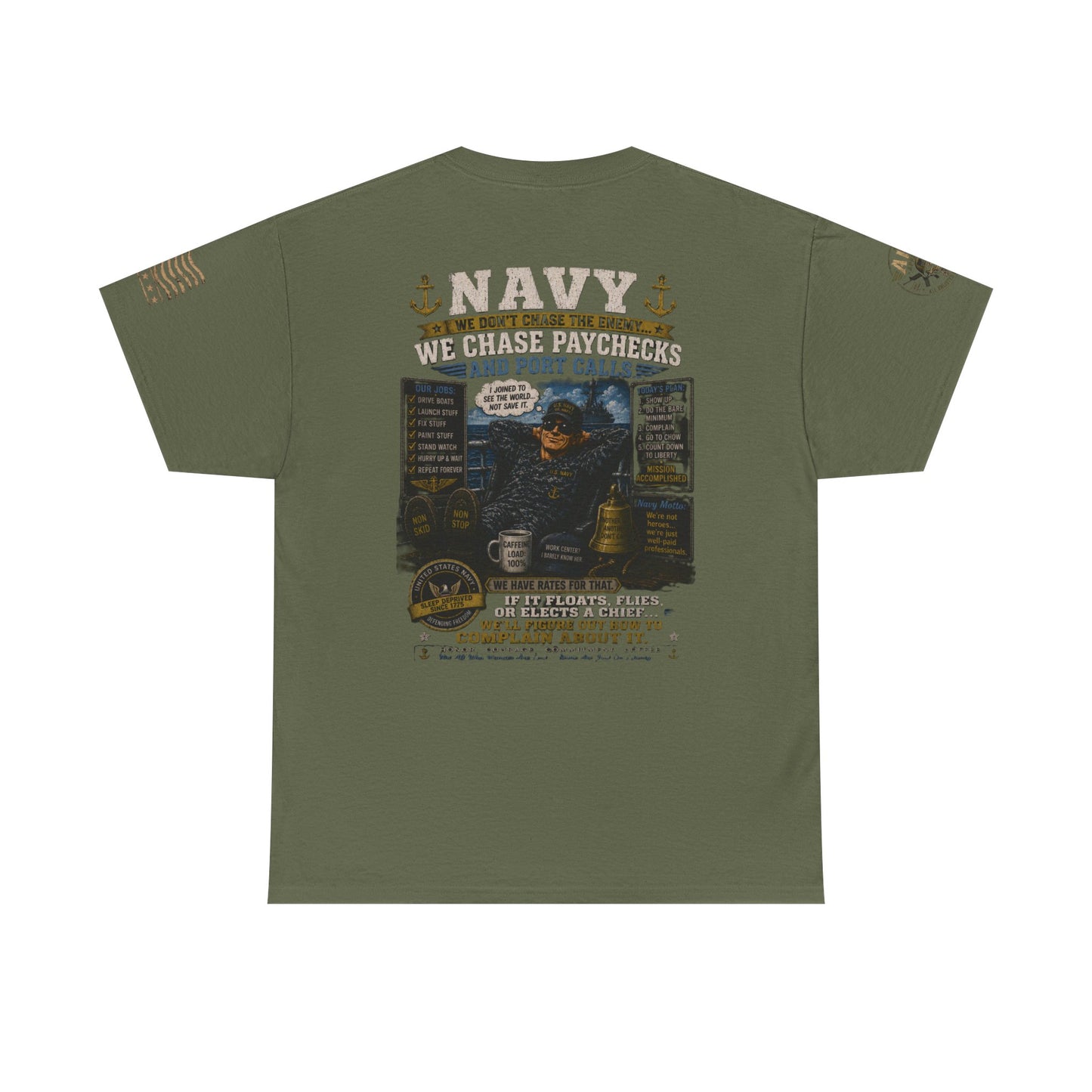 Navy Veteran Graphic Tee – 'Navy: Sea, Ports & Pride' Cotton T-Shirt