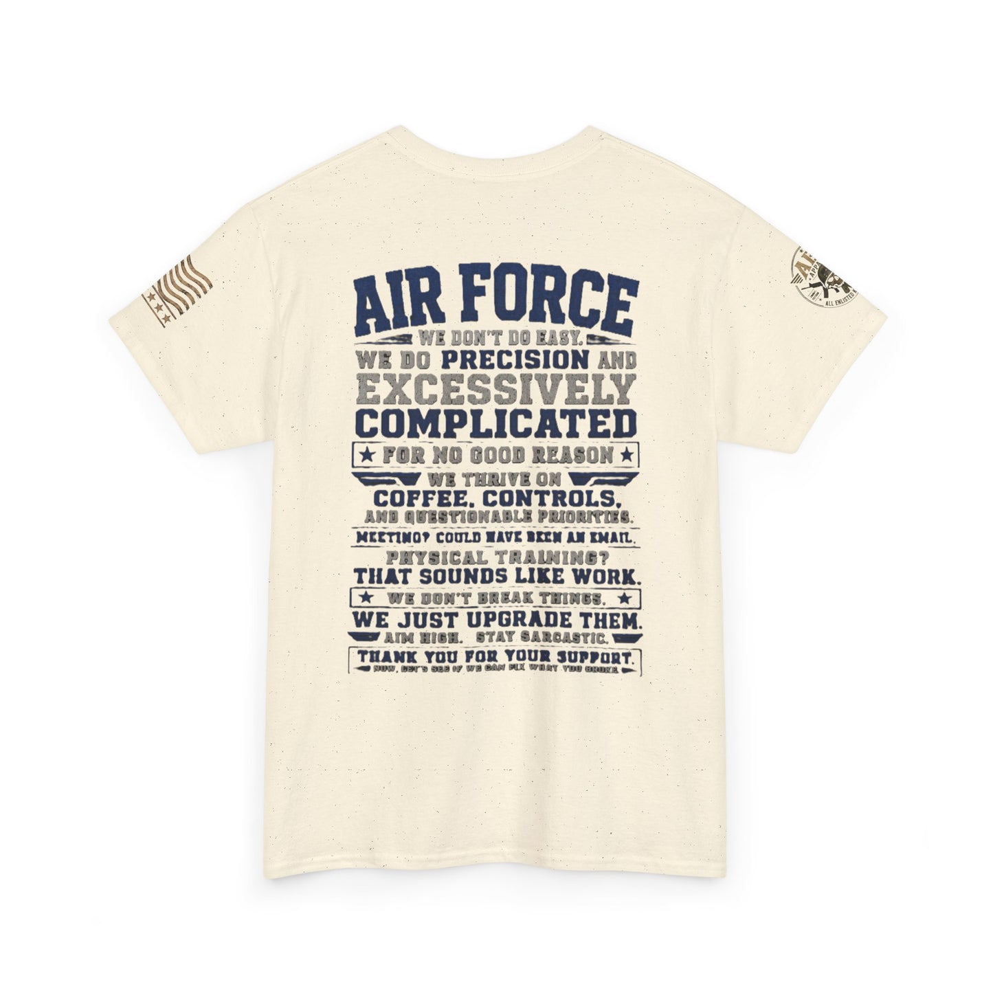 Air Force Crewneck T‑Shirt — "Air Force: Precision & Coffee" Military Graphic Tee