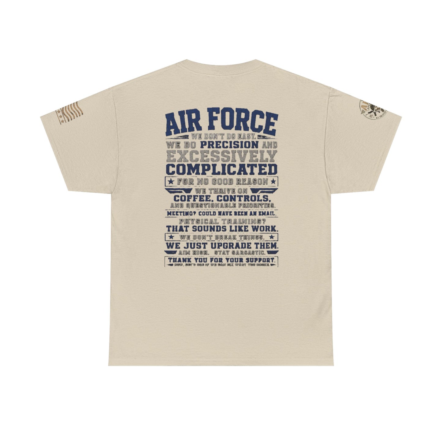 Air Force Crewneck T‑Shirt — "Air Force: Precision & Coffee" Military Graphic Tee