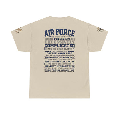 Air Force Crewneck T‑Shirt — "Air Force: Precision & Coffee" Military Graphic Tee