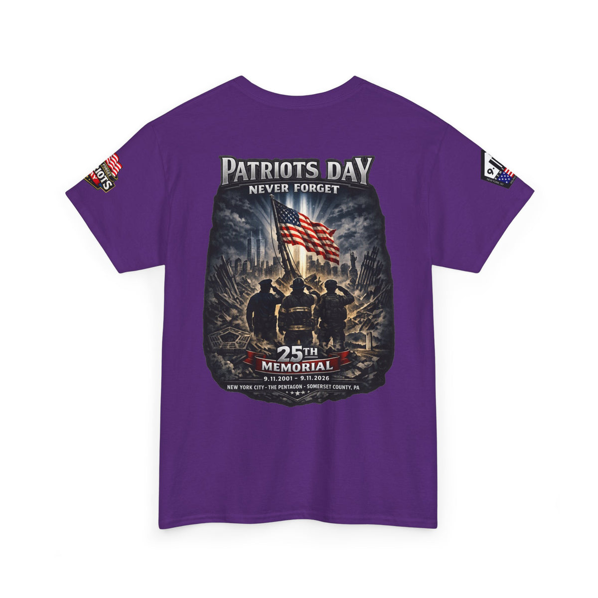 NYARNG Patriots Day Memorial Tee – "Never Forget" 25th Anniversary American Flag Shirt