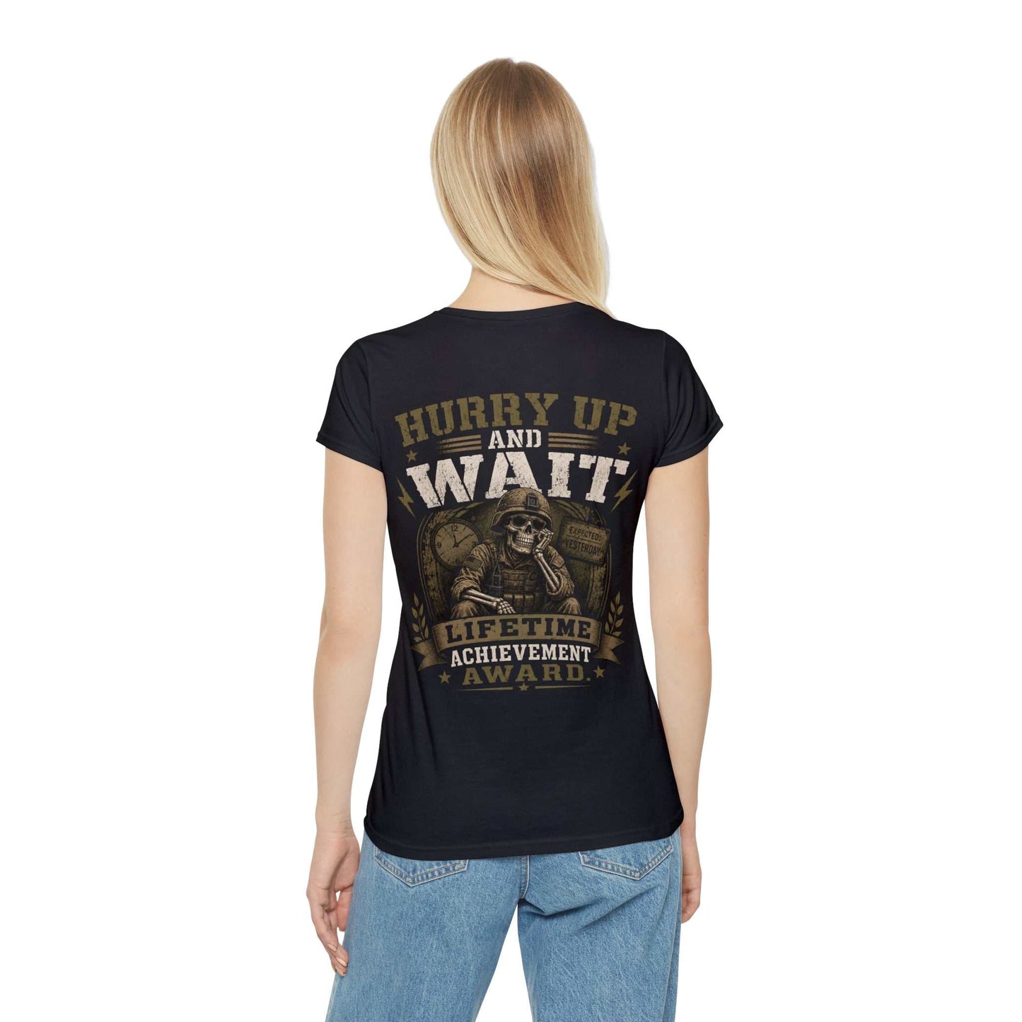 Hurry Up and Wait Skull T-Shirt — Military Veteran Humor Tee