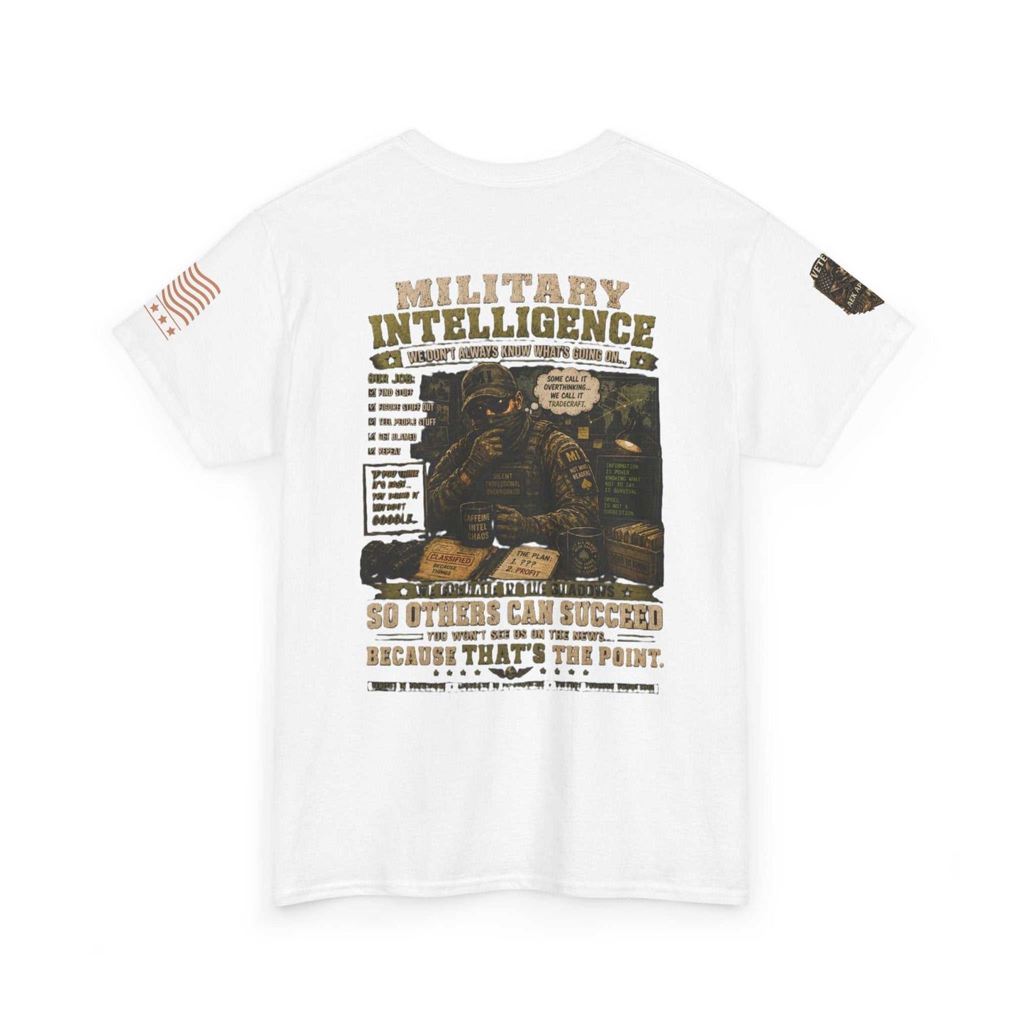 Military Intelligence Graphic Tee — Retro Soldier Design