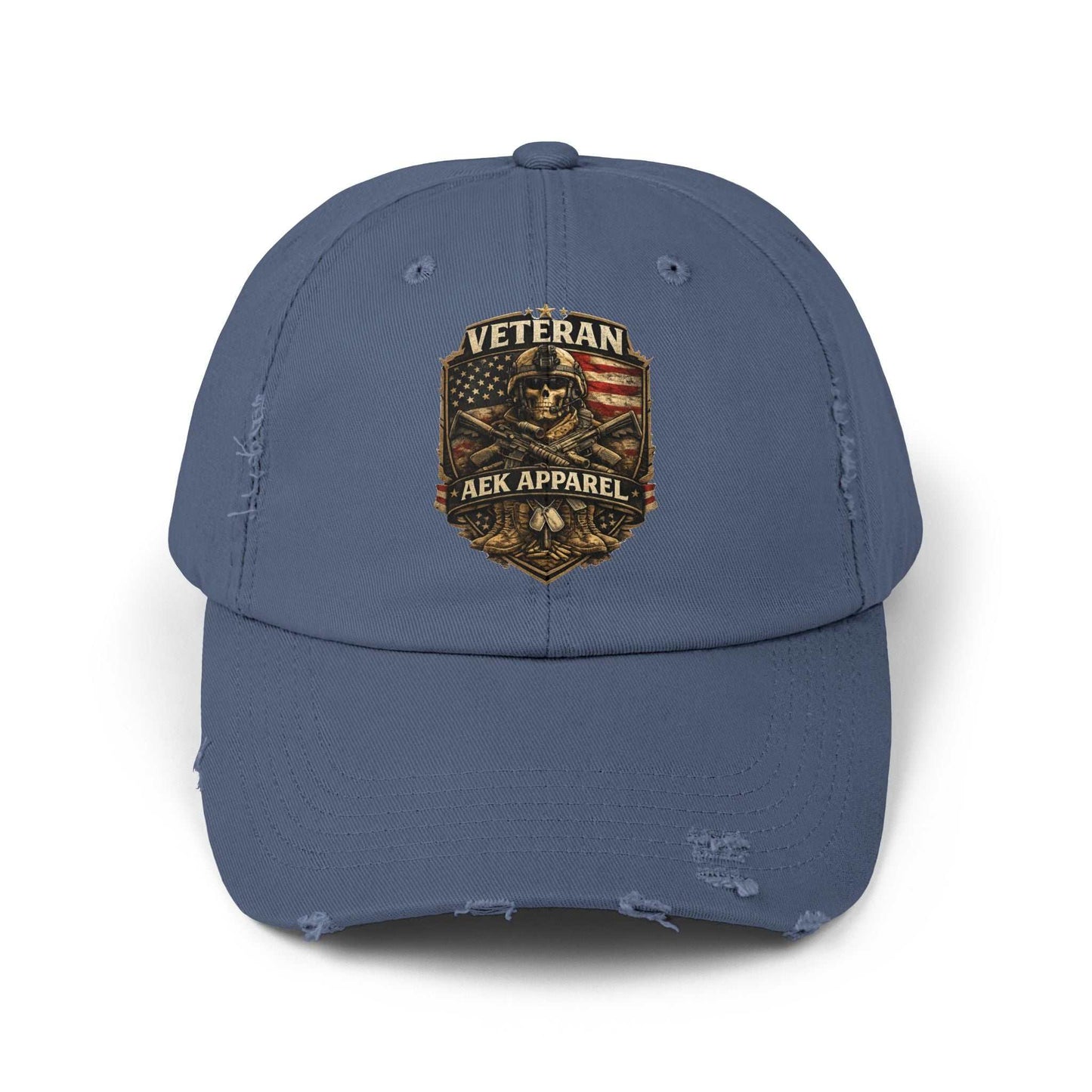 Veteran Distressed Cap - AEK Apparel Patriotic Military Hat