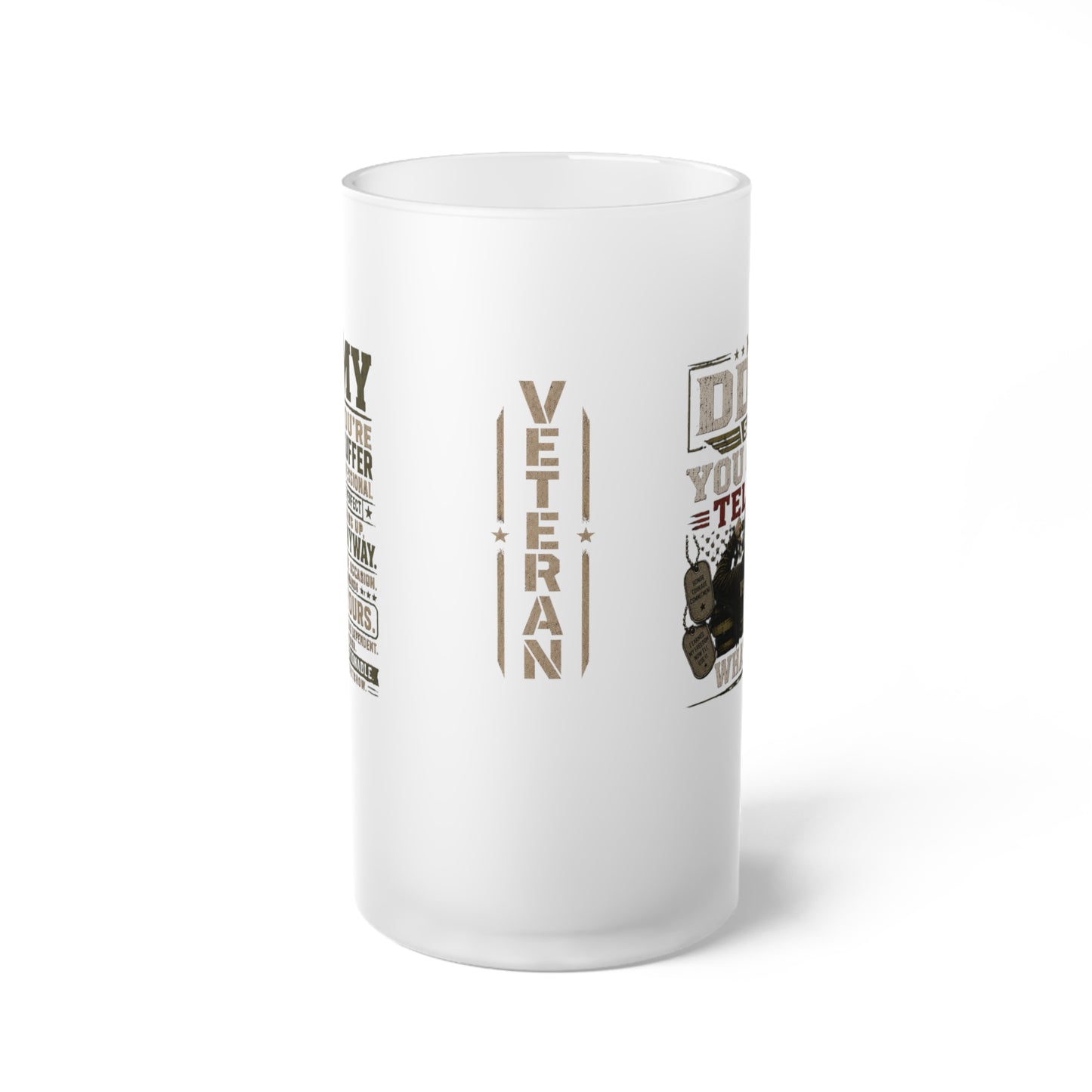 Army Veteran Frosted Glass Beer Mug — Military Pride Beer Stein