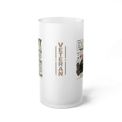 Army Veteran Frosted Glass Beer Mug — Military Pride Beer Stein