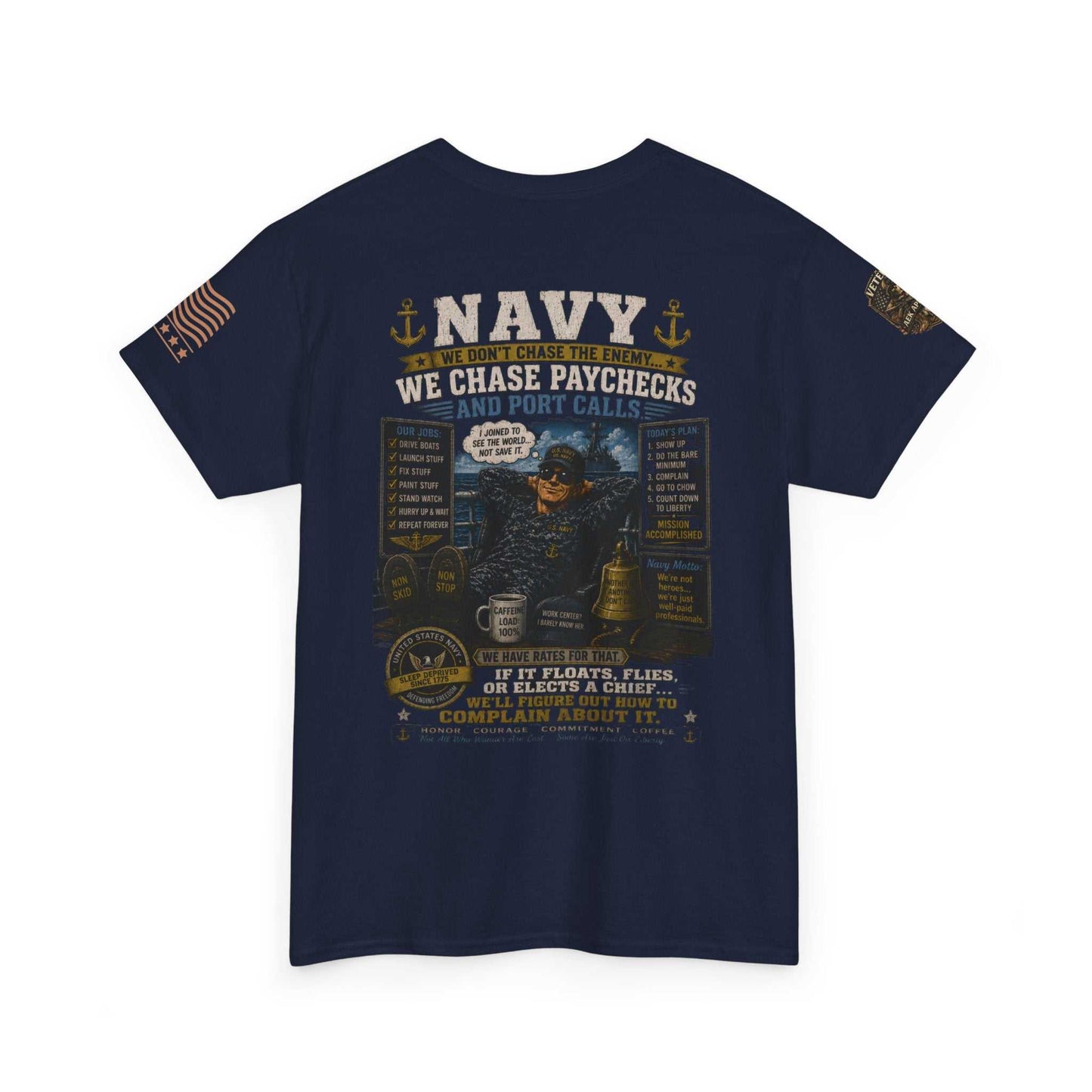 Navy Veteran Graphic Tee - 'Navy: Sea, Salt & Port Calls' Military Shirt