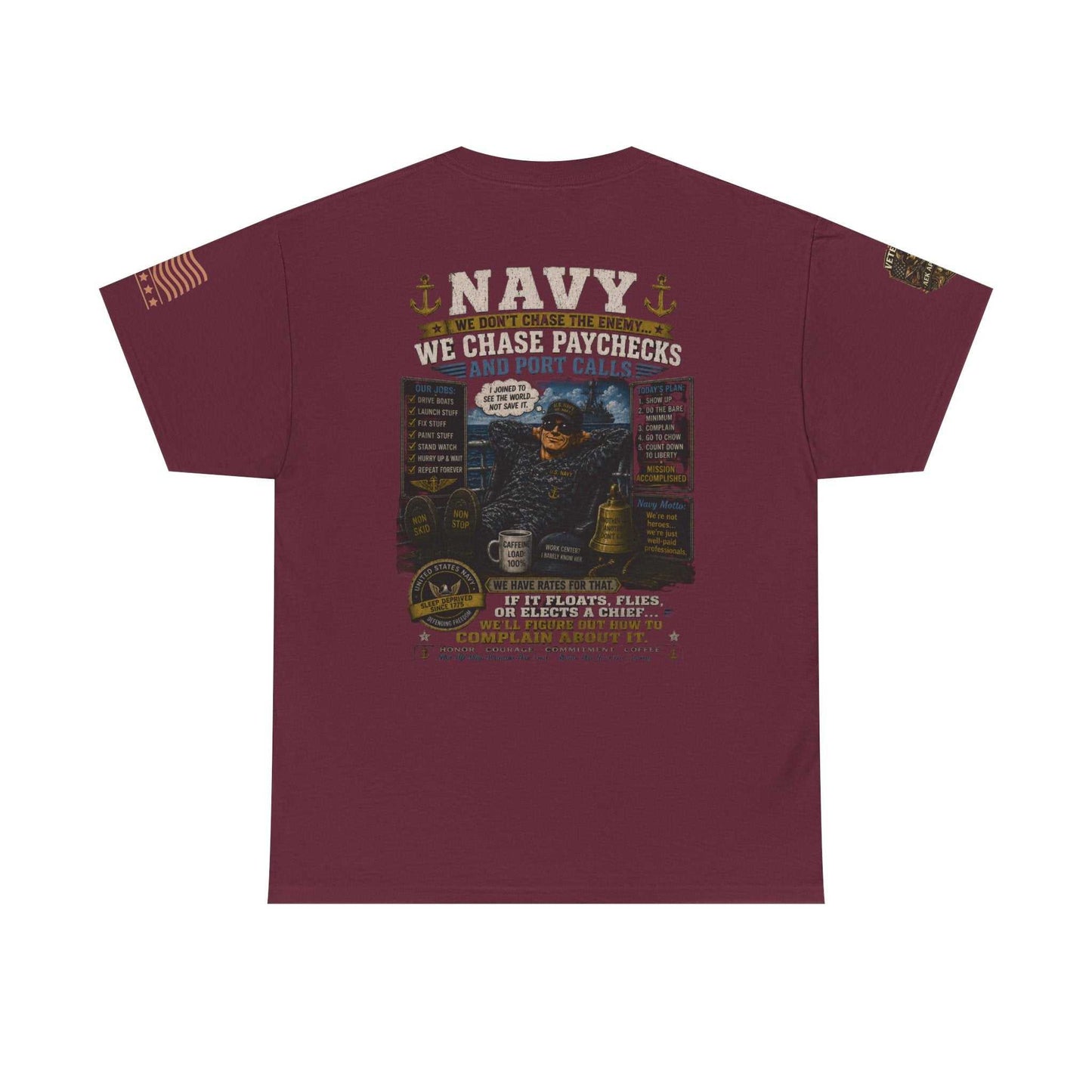 Navy Veteran Graphic Tee - 'Navy: Sea, Salt & Port Calls' Military Shirt