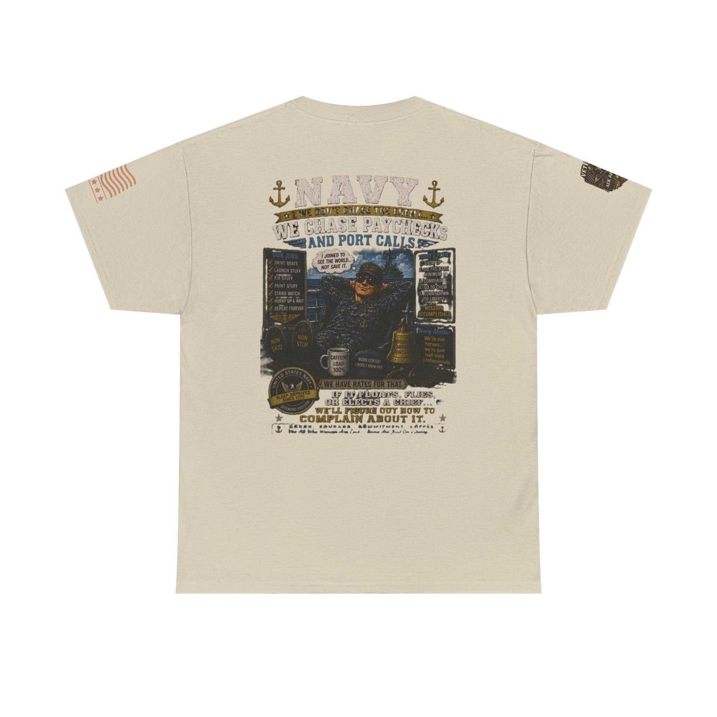Navy Veteran Graphic Tee - 'Navy: Sea, Salt & Port Calls' Military Shirt