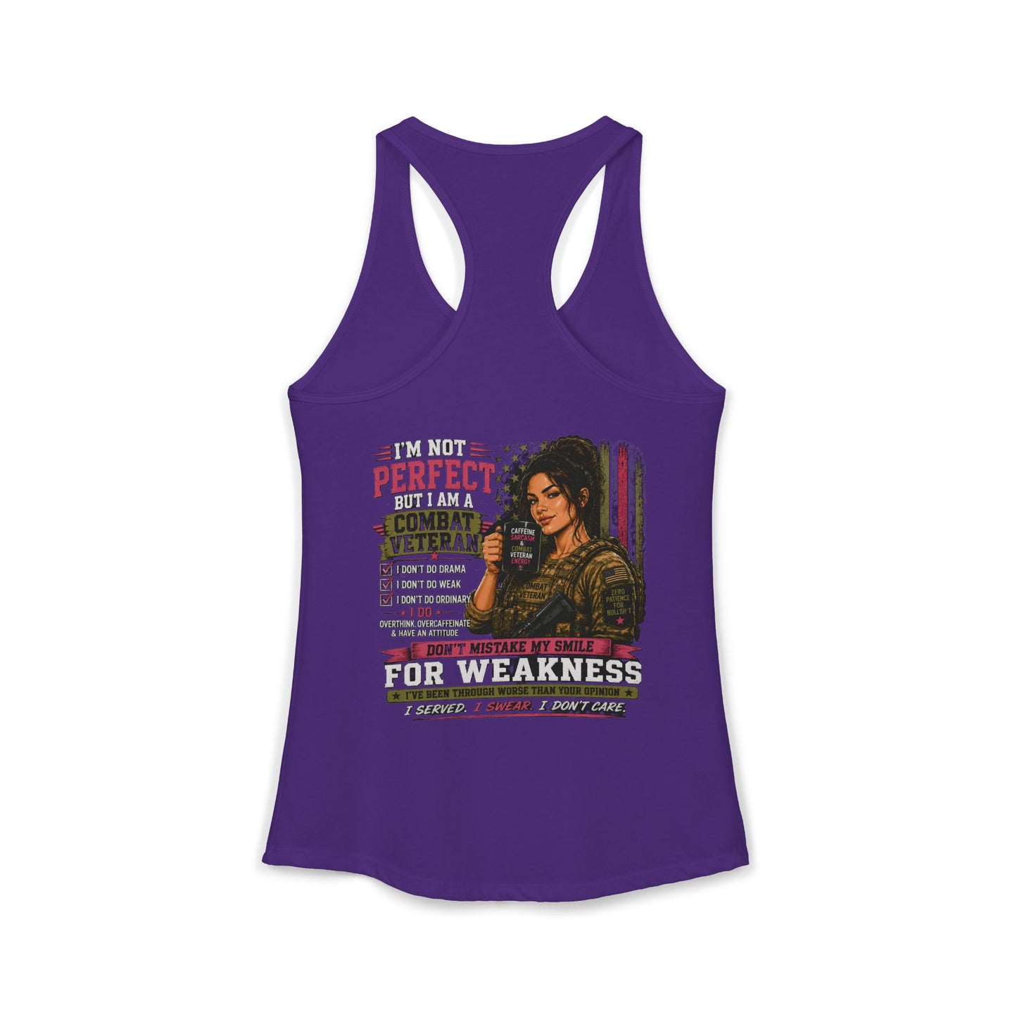 Women's Ideal Racerback Tank - 'I Am Not Perfect, I Am A Combat Veteran'