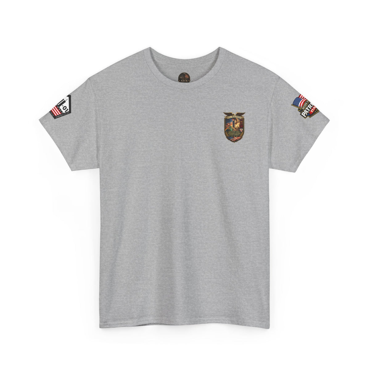 NYARNG Patriots Day Memorial Tee – "Never Forget" 25th Anniversary American Flag Shirt
