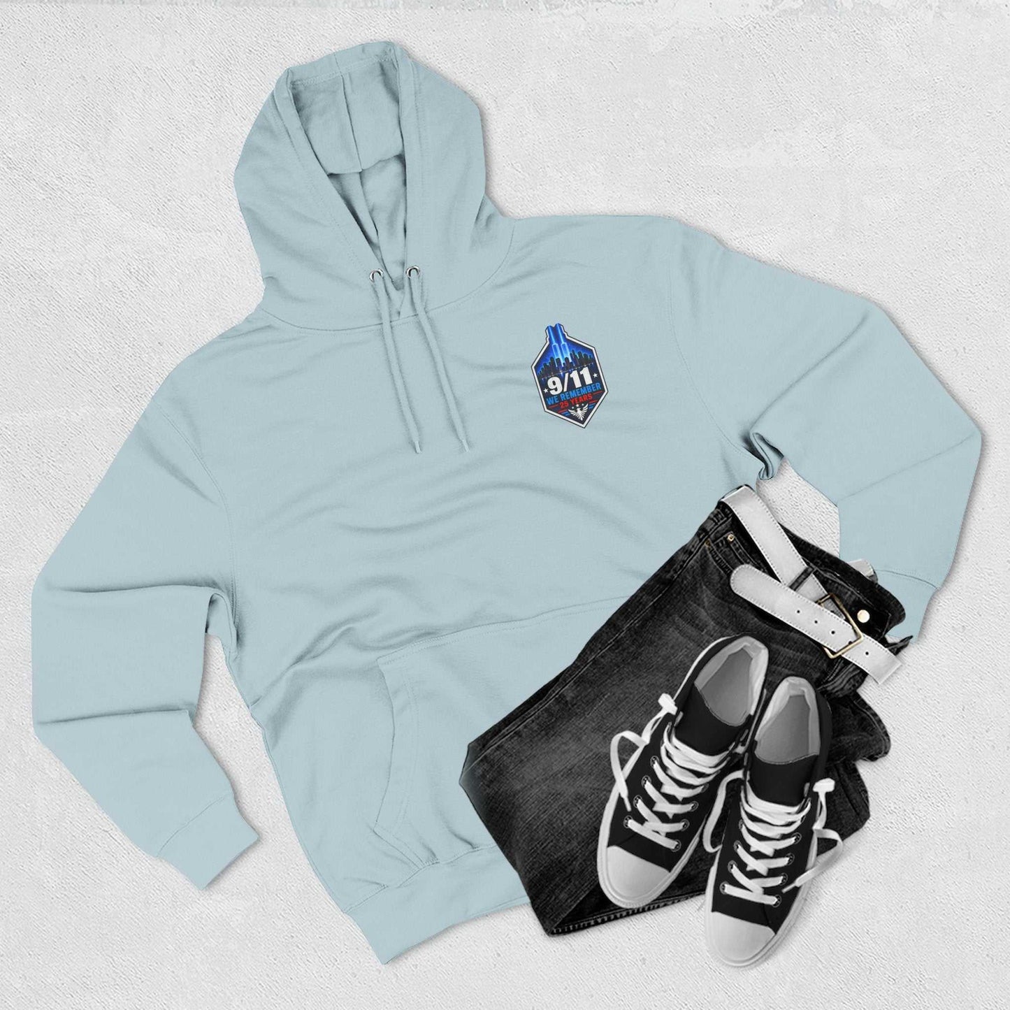 9/11 Remembrance Hoodie – We Remember 25 Years Tribute Fleece Hoodie