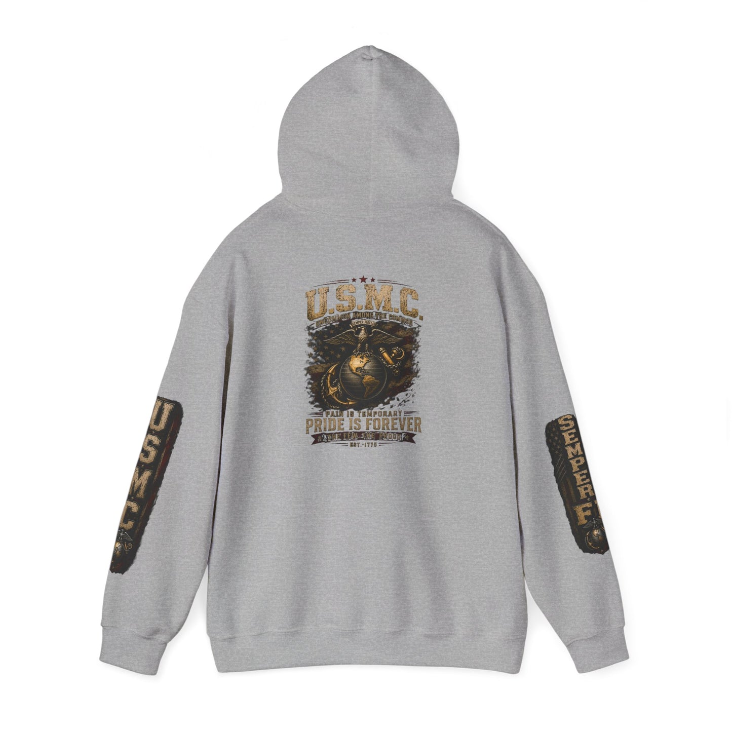 USMC Hoodie - Pride Is Forever Marine Corps Sweatshirt (AEK Skull Design)