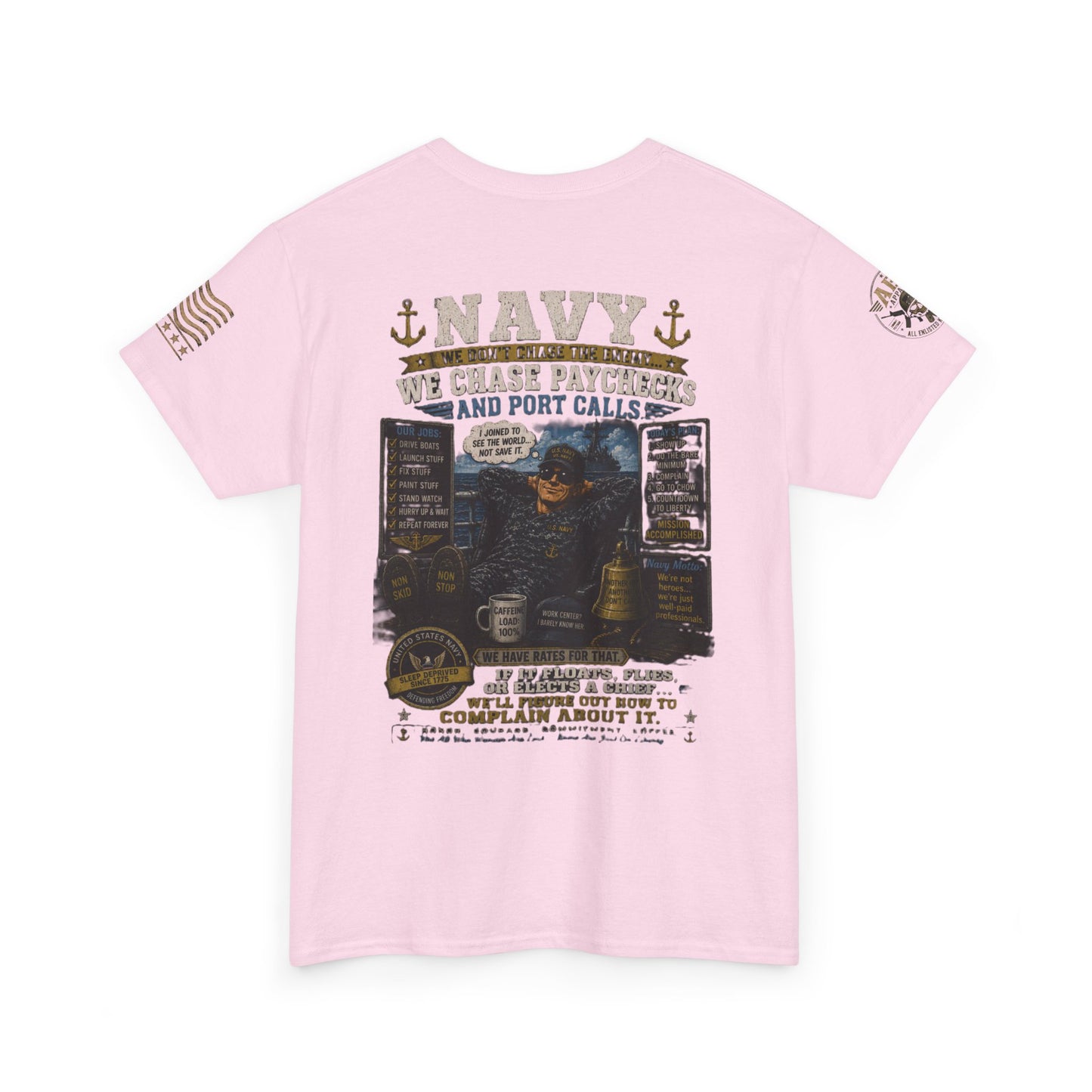 Navy Veteran Graphic Tee – 'Navy: Sea, Ports & Pride' Cotton T-Shirt