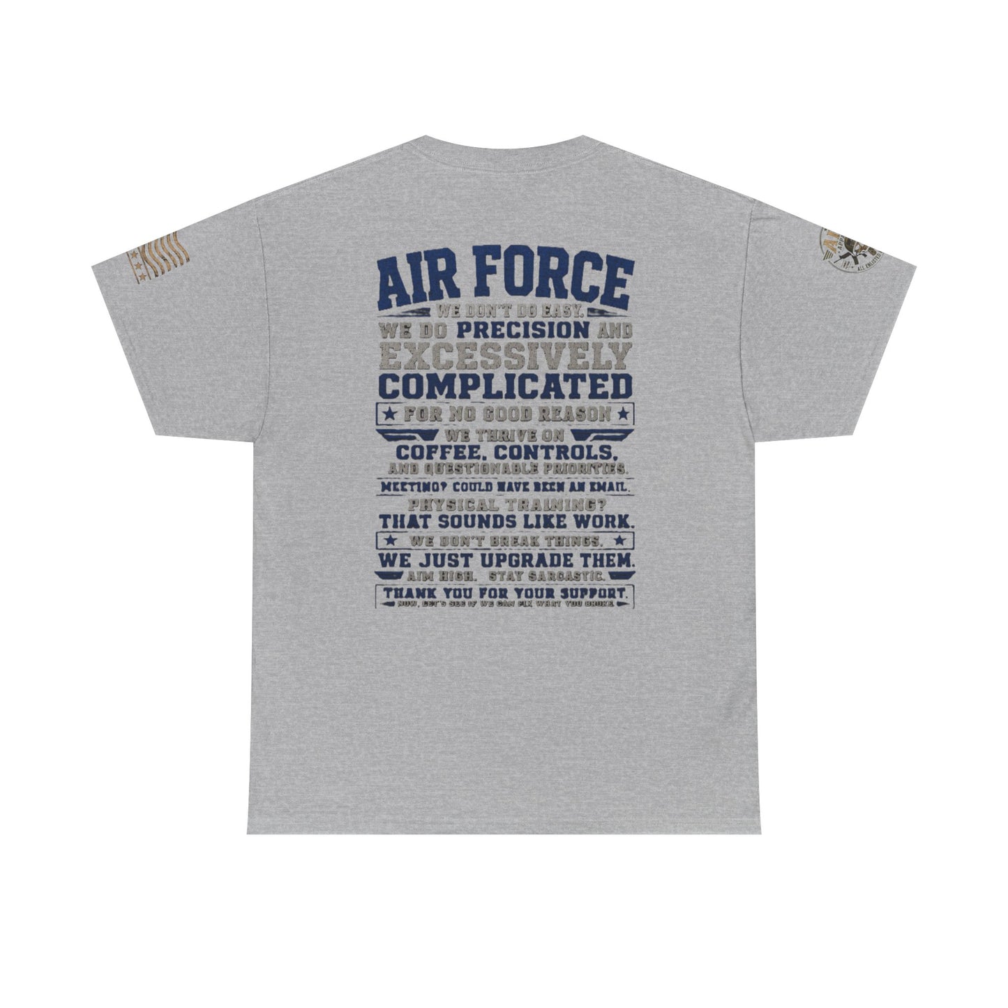 Air Force Crewneck T‑Shirt — "Air Force: Precision & Coffee" Military Graphic Tee