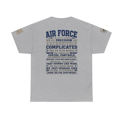 Air Force Crewneck T‑Shirt — "Air Force: Precision & Coffee" Military Graphic Tee