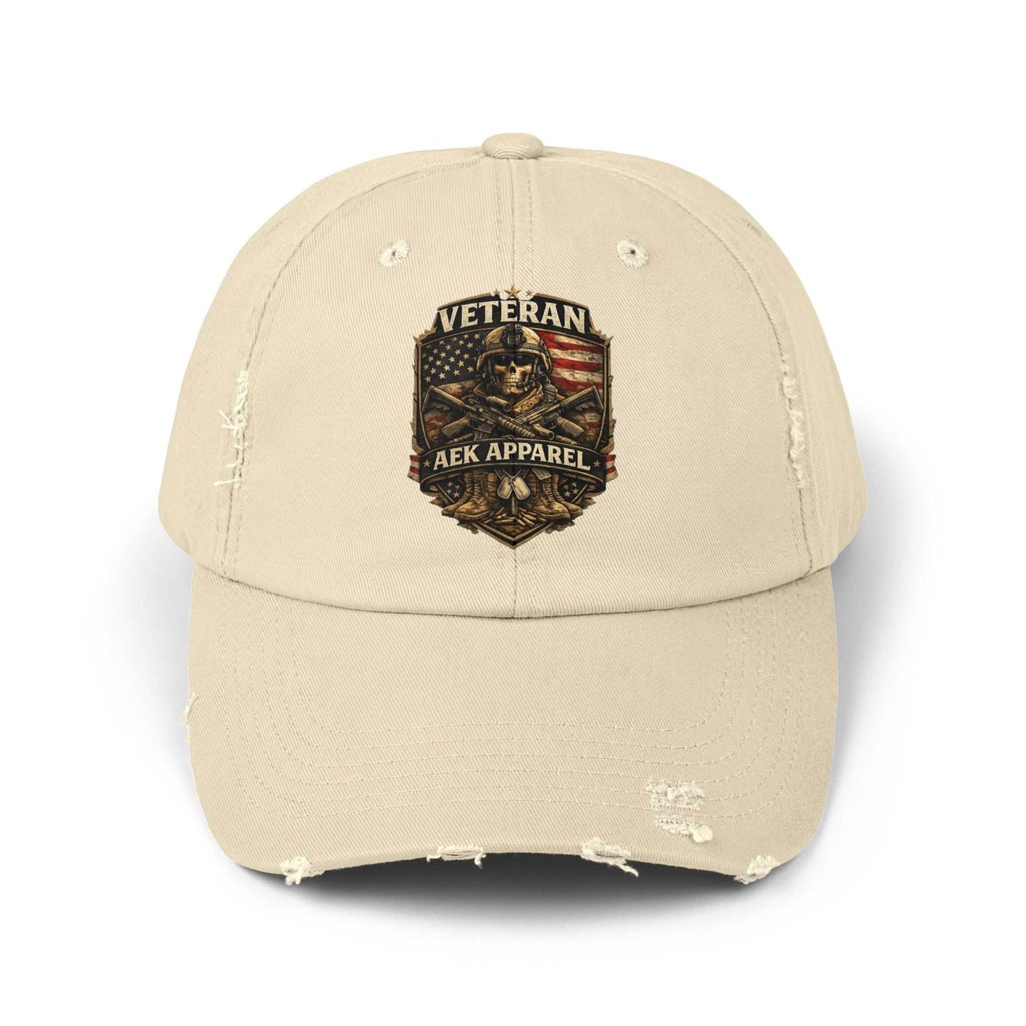 Veteran Distressed Cap - AEK Apparel Patriotic Military Hat