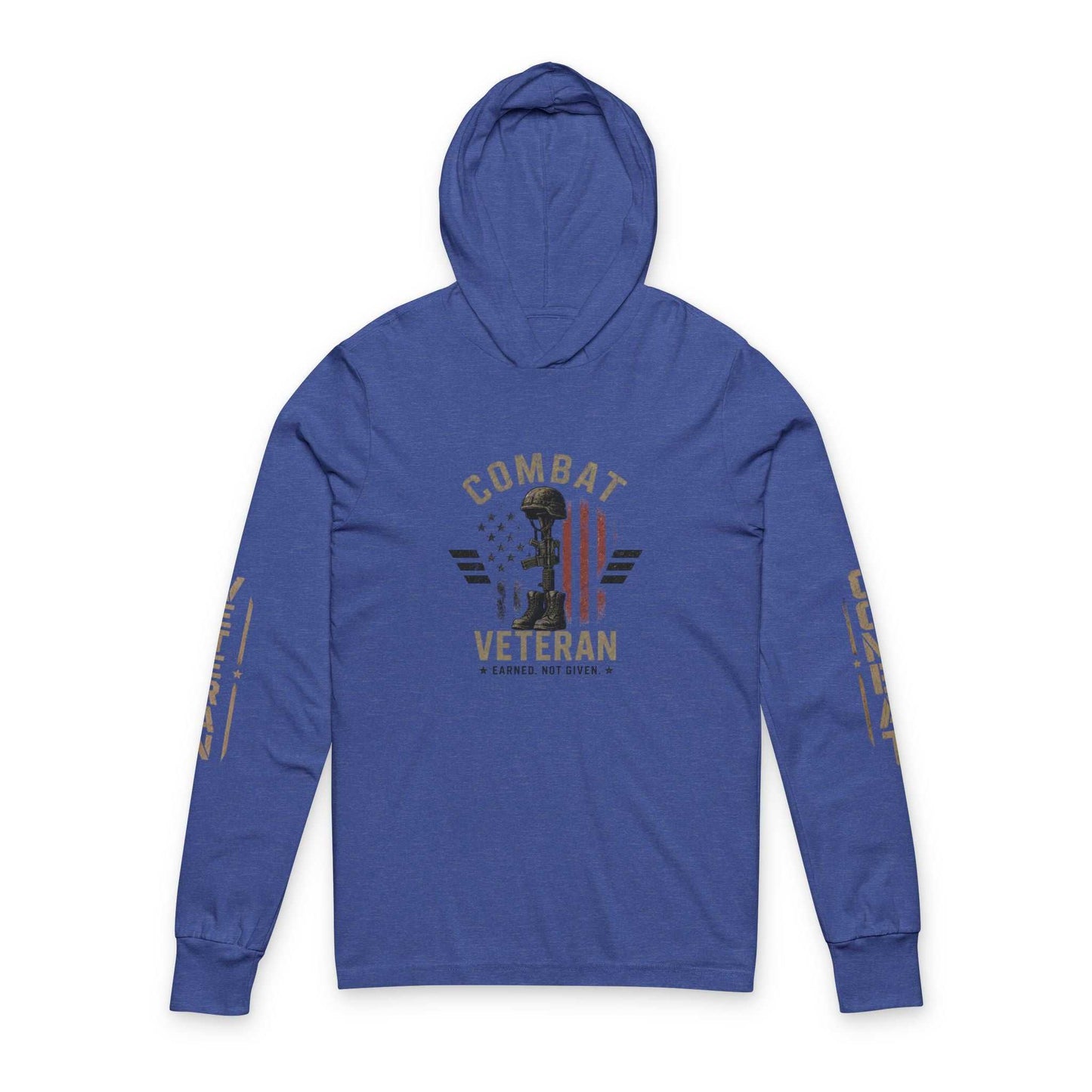 Combat Veteran Hooded Long-Sleeve Tee — Fallen Soldier Tribute Graphic