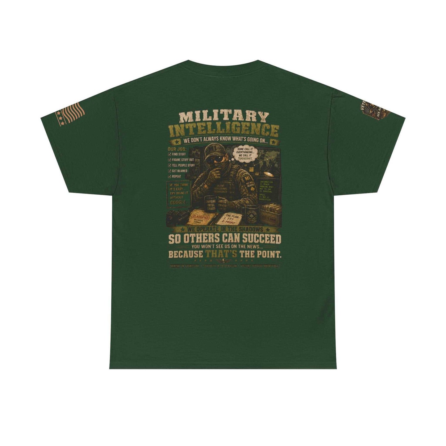 Military Intelligence Graphic Tee — Retro Soldier Design