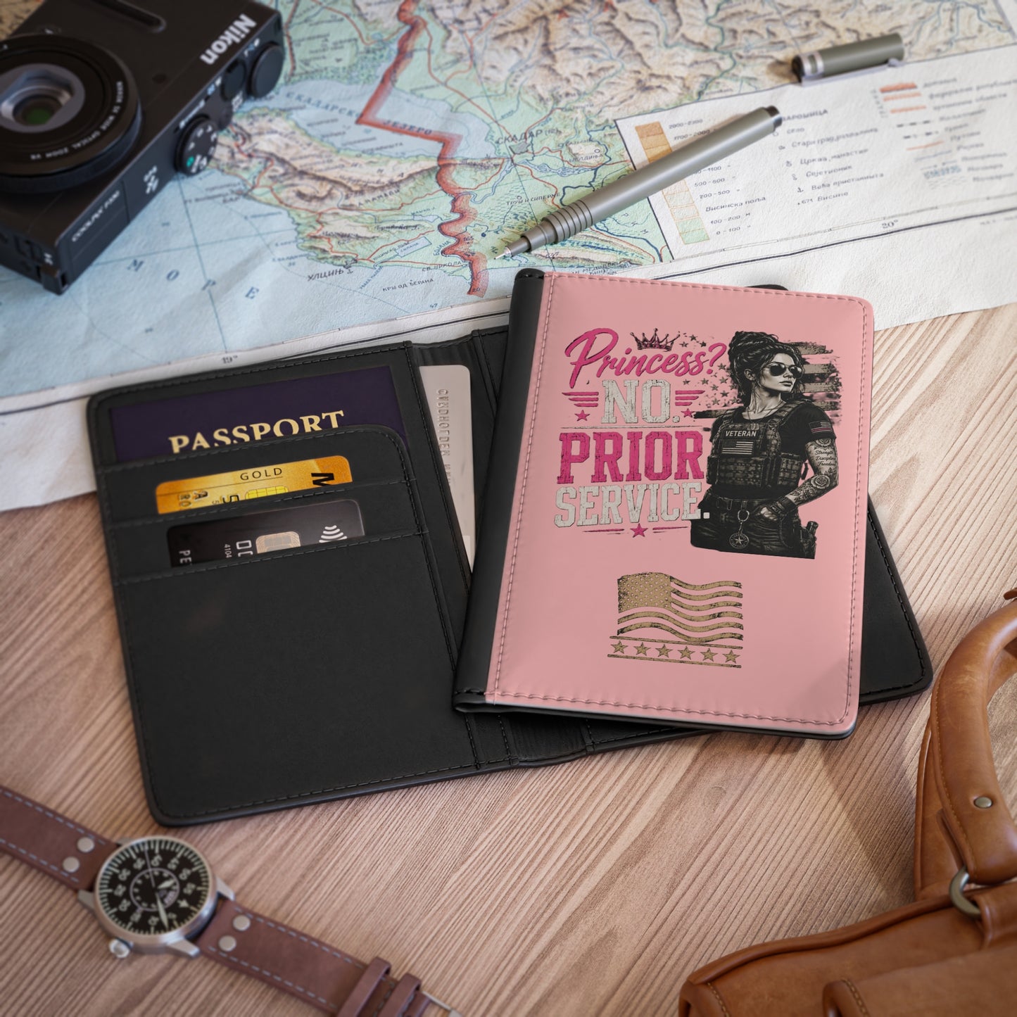 Princess No Prior Service Pink Passport Cover – Patriotic Tough Girl Travel Accessory
