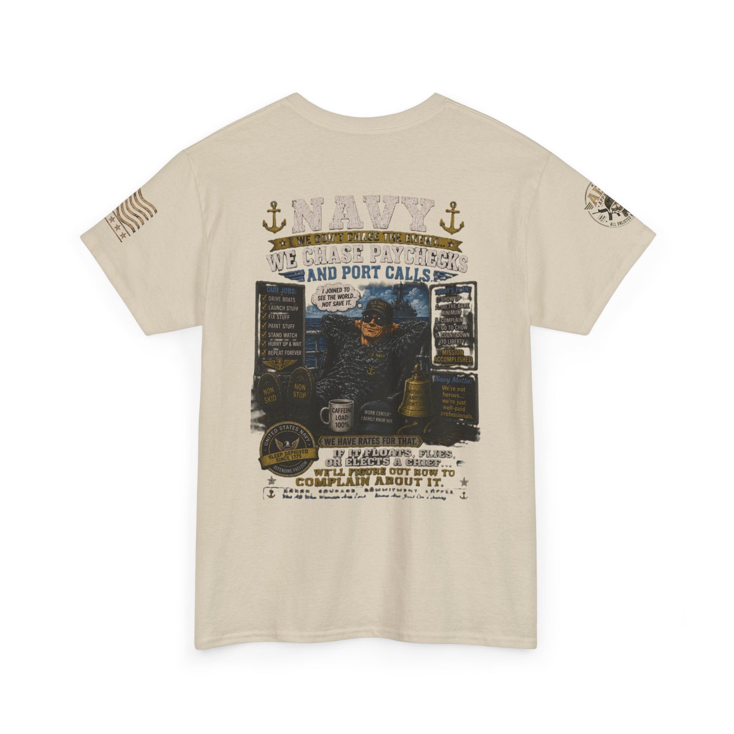 Navy Veteran Graphic Tee – 'Navy: Sea, Ports & Pride' Cotton T-Shirt