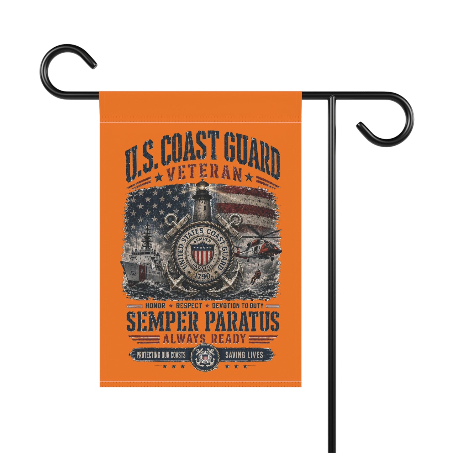 Coast Guard Veteran Garden Flag — Semper Paratus Memorial Banner