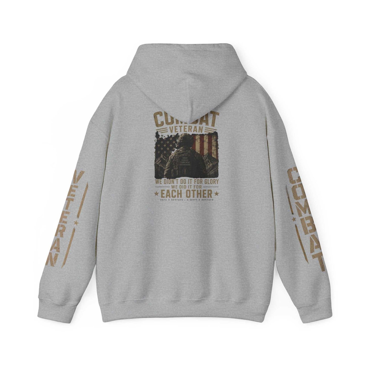 Combat Veteran Hoodie — Patriotic Military Veteran Sweatshirt with 'Combat Veteran' Sleeve Graphics