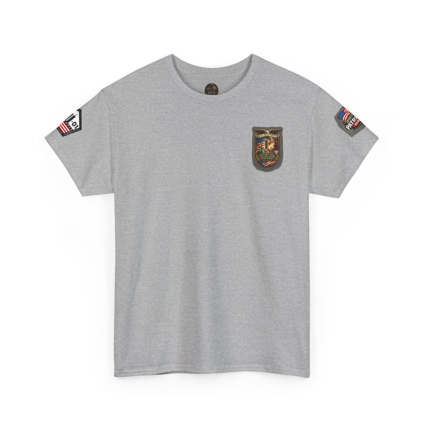 NYARNG Patriots Day Memorial Tee – "Never Forget" 25th Anniversary American Flag Shirt