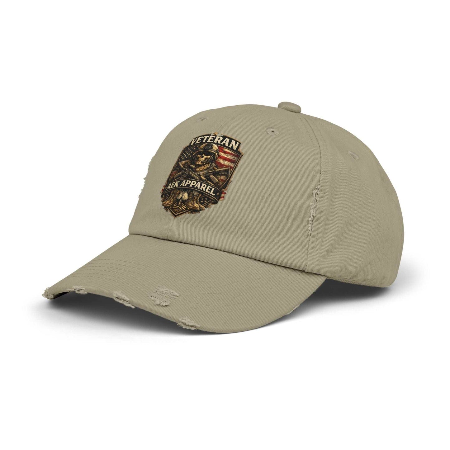 Veteran Distressed Cap - AEK Apparel Patriotic Military Hat