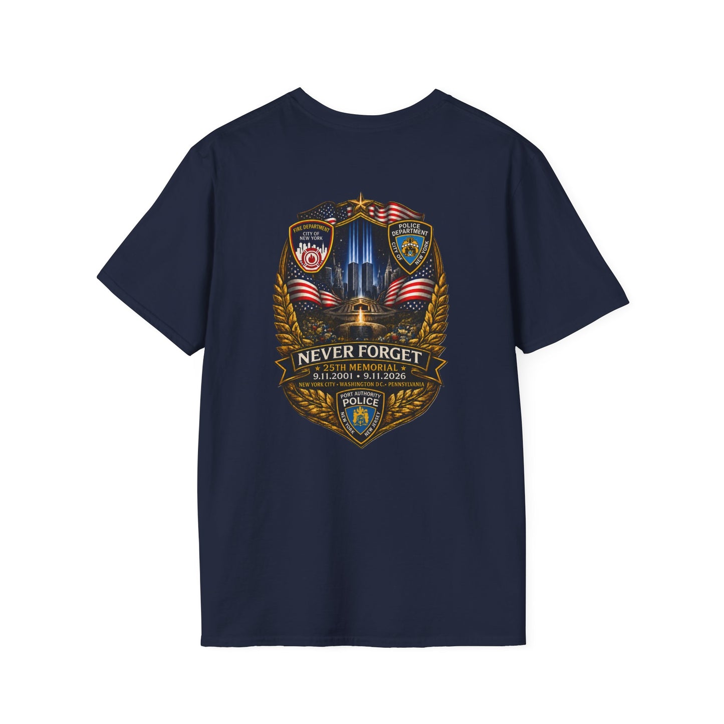 Patriots Day T-Shirt — Small Chest Flag Logo Tee for Memorial & Patriot Celebrations