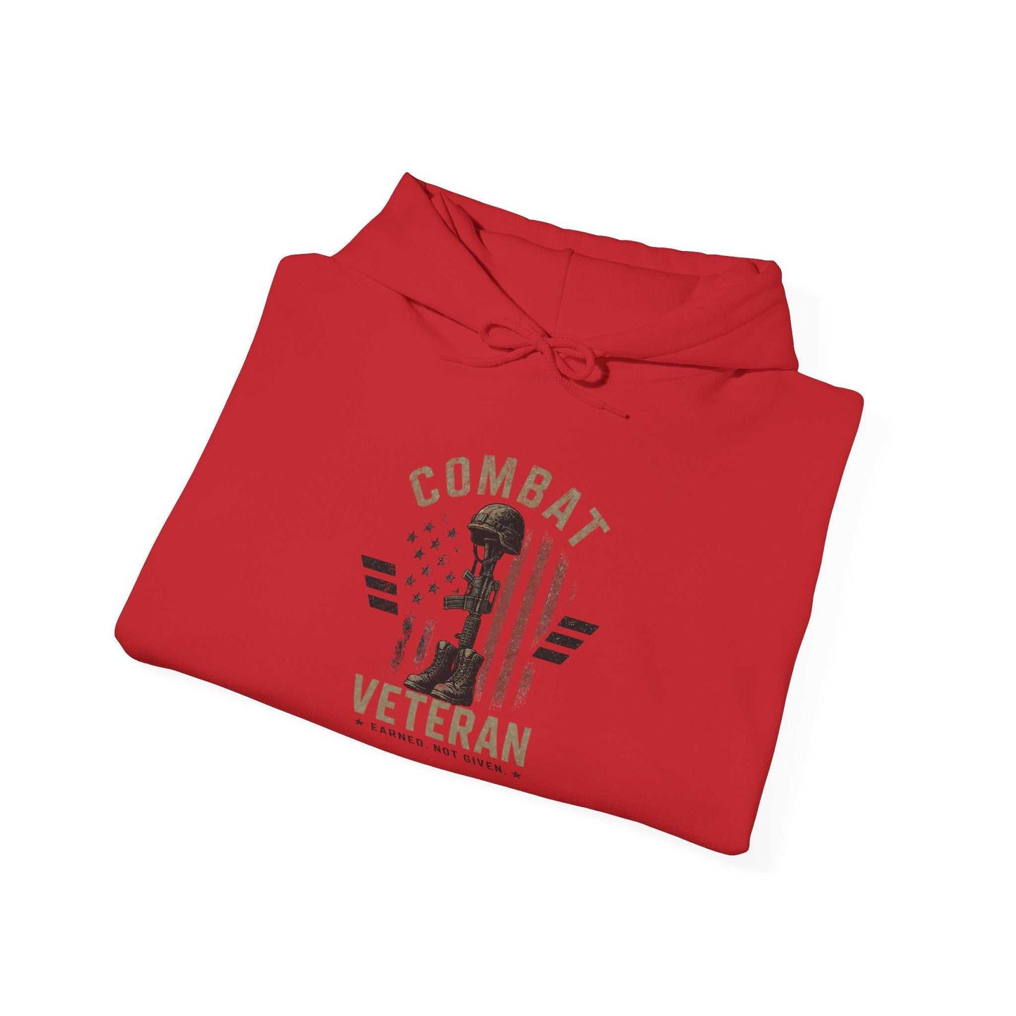 Combat Veteran Hoodie — Patriotic Military Veteran Sweatshirt with 'Combat Veteran' Sleeve Graphics