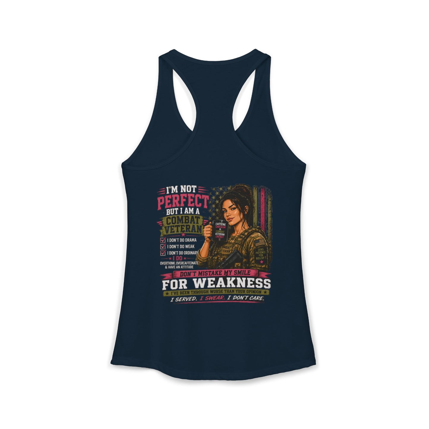 Women's Ideal Racerback Tank - 'I Am Not Perfect, I Am A Combat Veteran'