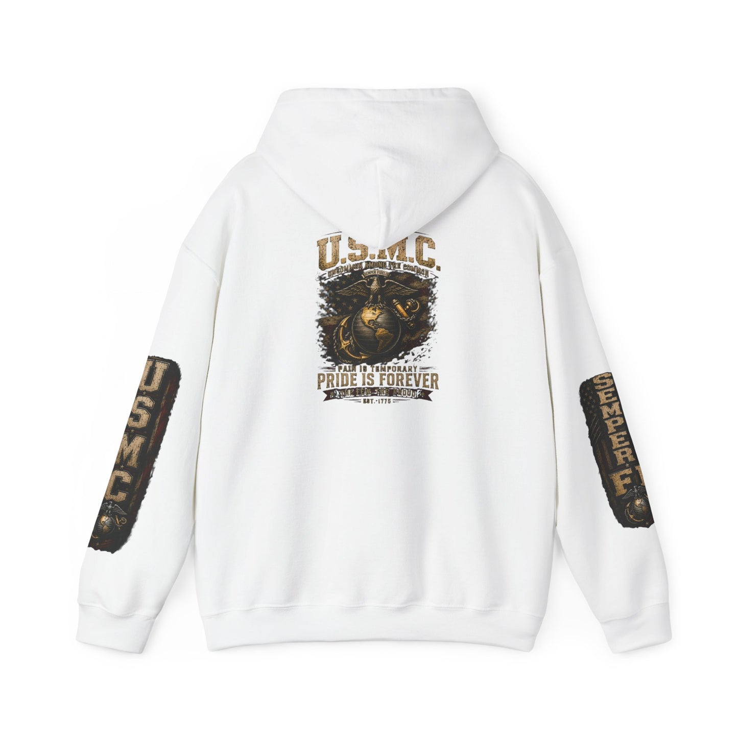 USMC Hoodie - Pride Is Forever Marine Corps Sweatshirt (AEK Skull Design)