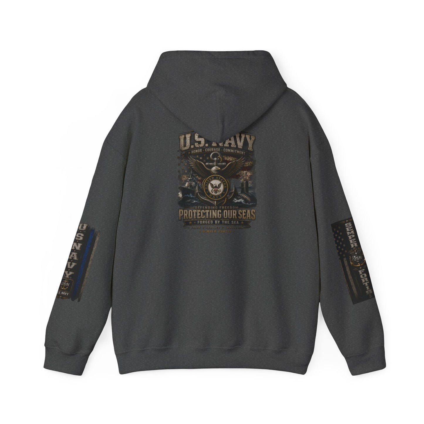 U.S. Navy Hoodie - Protecting Our Seas Sweatshirt (AEK Skull Design)