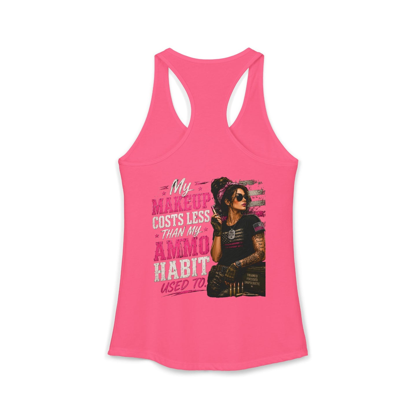 Women's Ideal Racerback Tank - 'My Makeup Cost Less than My Ammo'